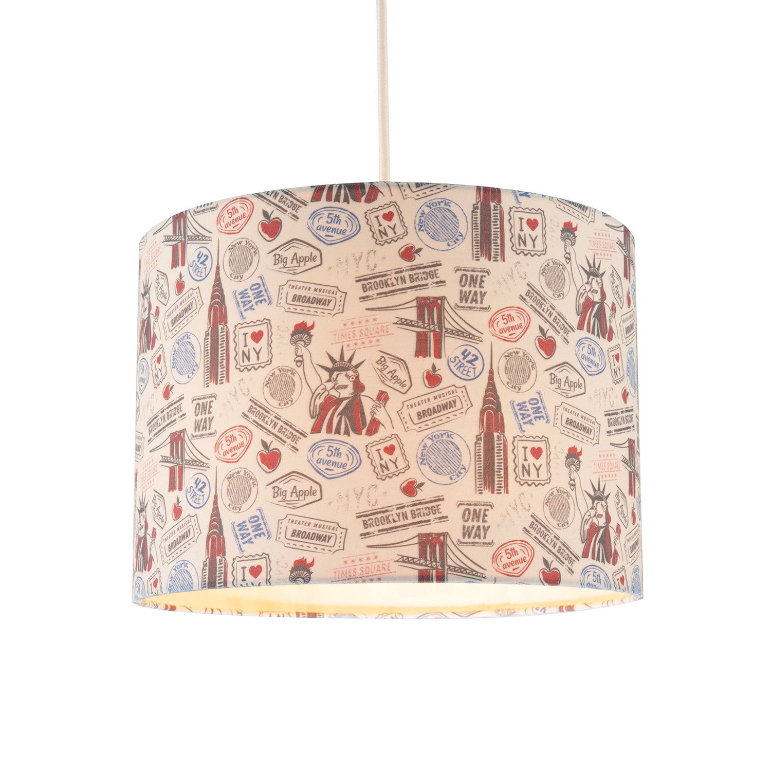 New York Themed Lamp Shade with Statue of Liberty and Brooklyn Bridge Image 2