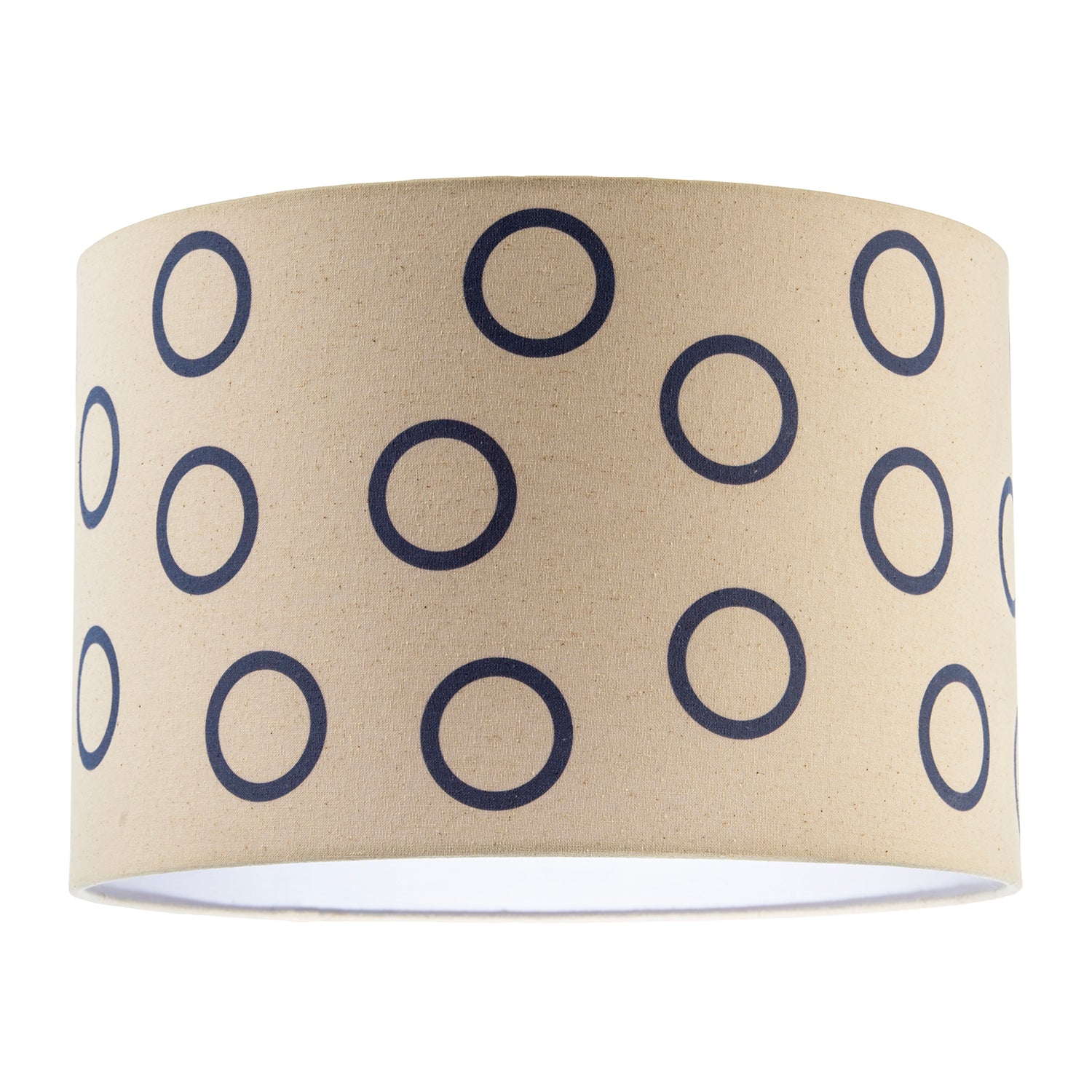 Midnight Navy Blue Open Circle Pattern Linen Fabric Drum Lamp Shade Image 1