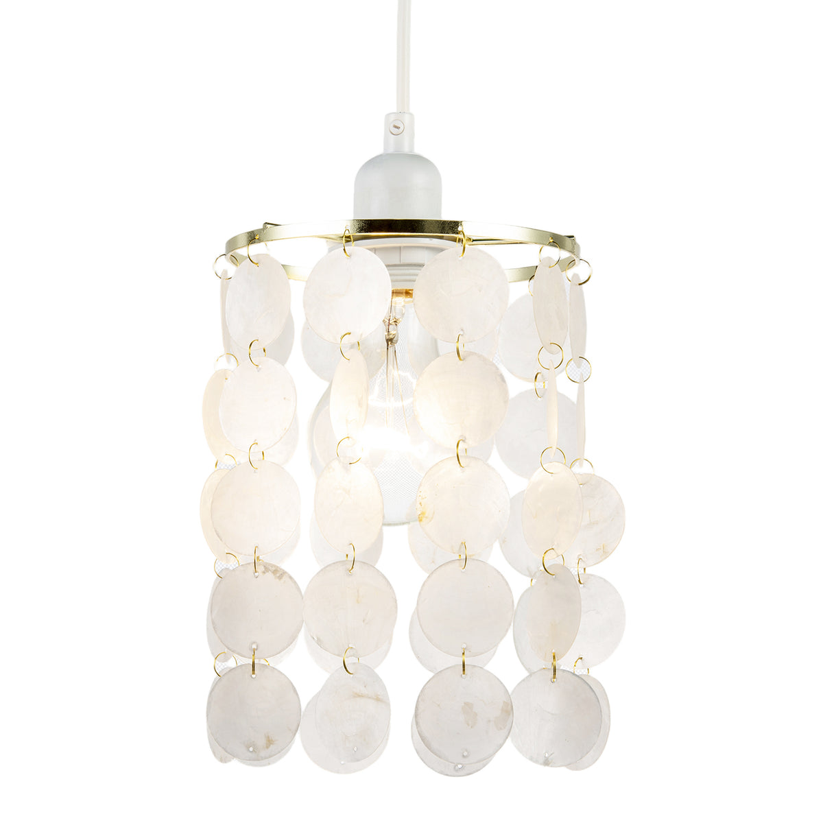 Pendant Light Shade with Cascading Natural Capiz Style Shell Discs Image 2