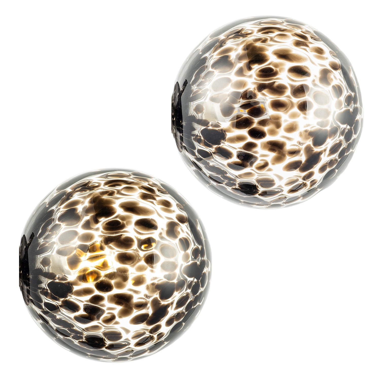 Stylish Pair of Round Black Snowflake Glass Shades for G9 Lamp Holders Image 1