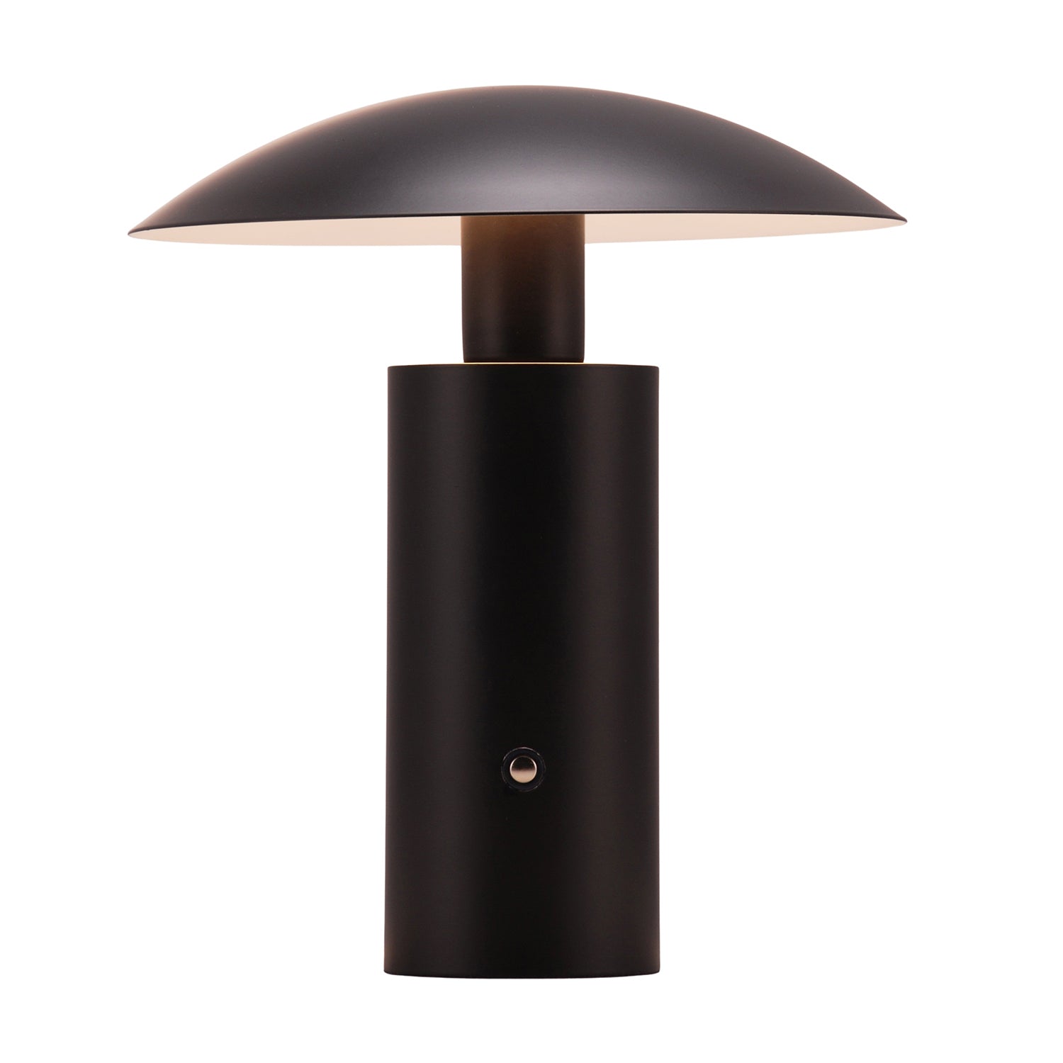 Designer Flat Cone Mushroom Rechargeable and Dimmable Table Lamp in Matte Black Image 1