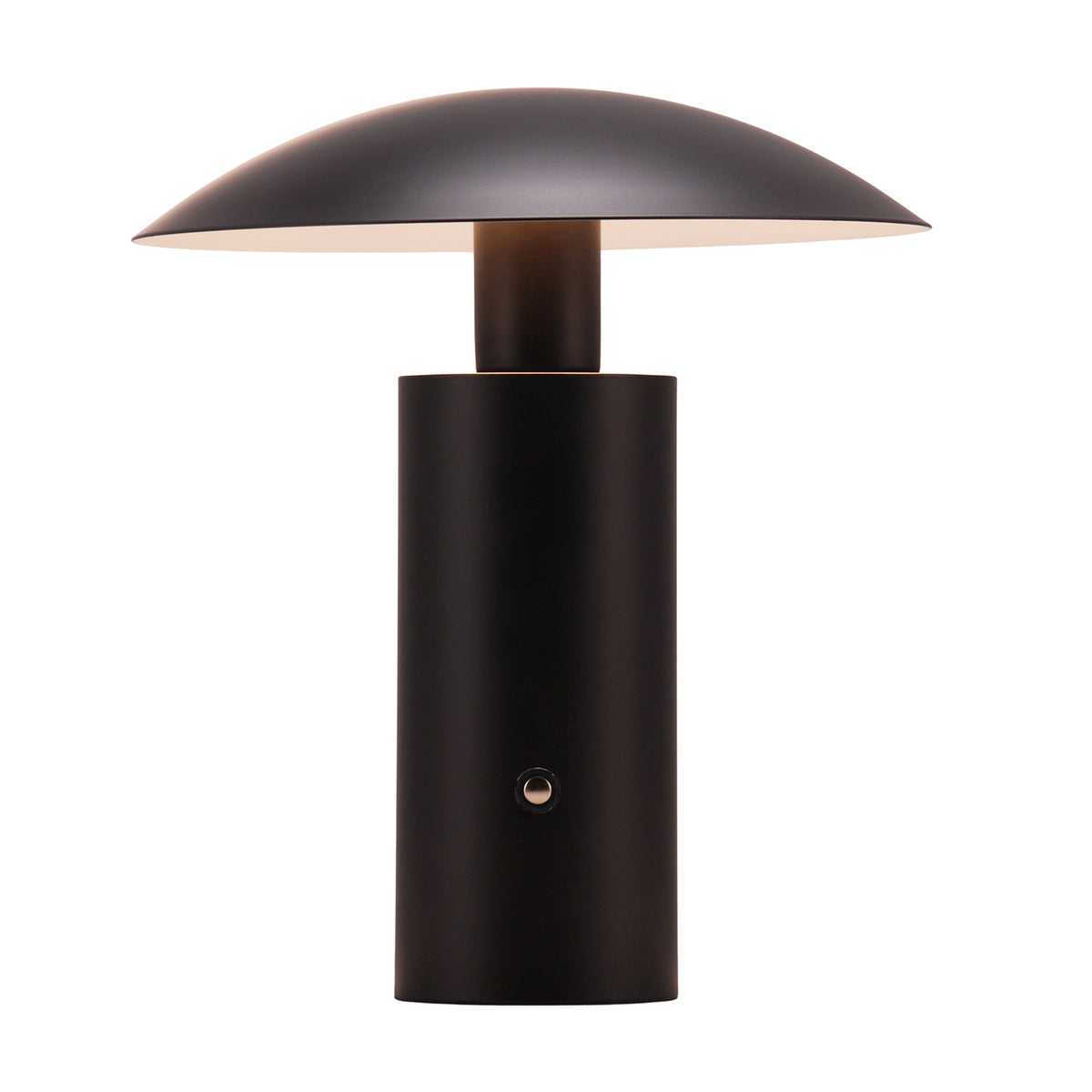 Designer Flat Cone Mushroom Rechargeable and Dimmable Table Lamp in Matte Black Image 1