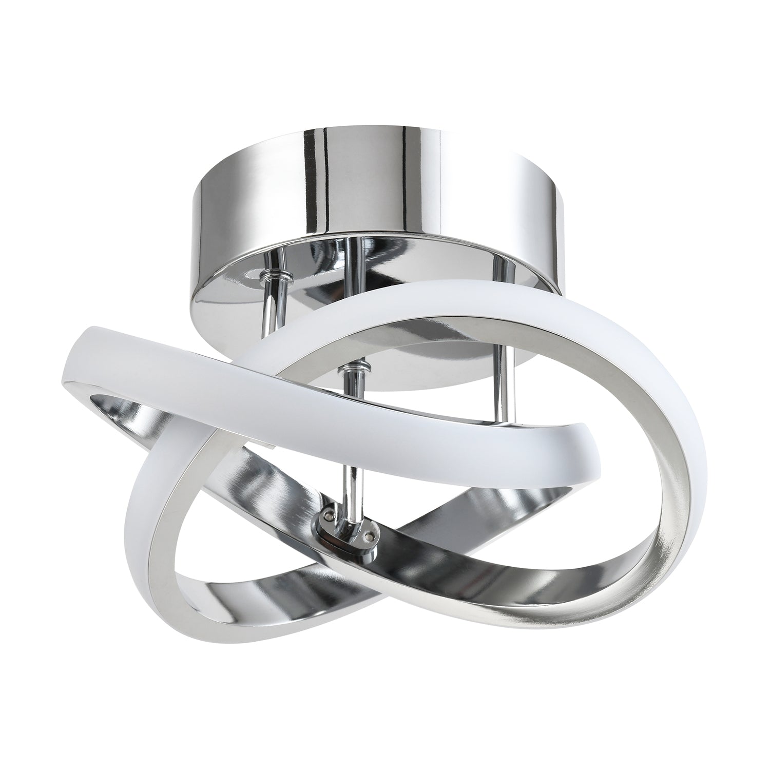 Modern LED Chrome Ceiling Light Fitting with Swirl Thick Metal Strip Image 2