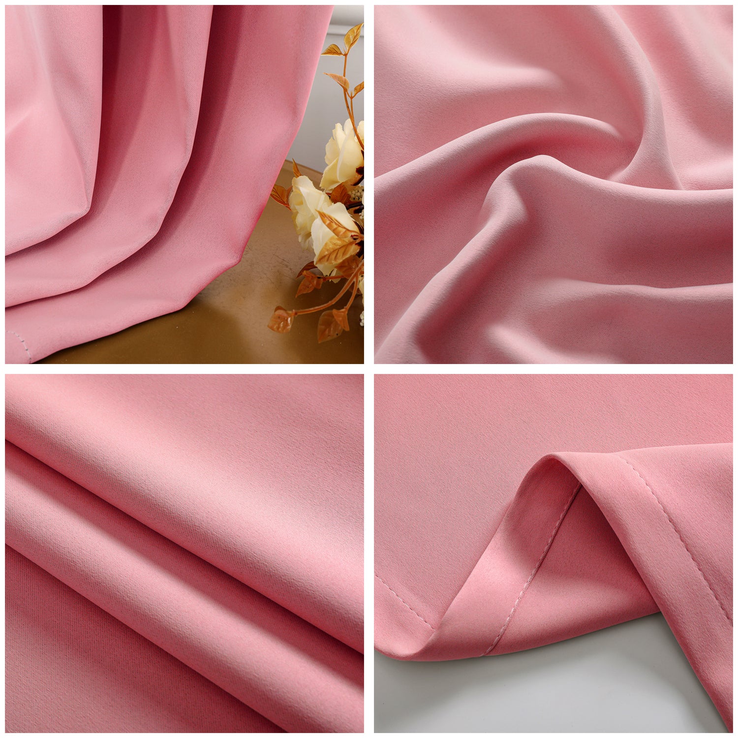 Pink Eyelet Curtains - Thermal Blackout Curtains - 66 x 72 Inch Drop - 2 Panel Image 2
