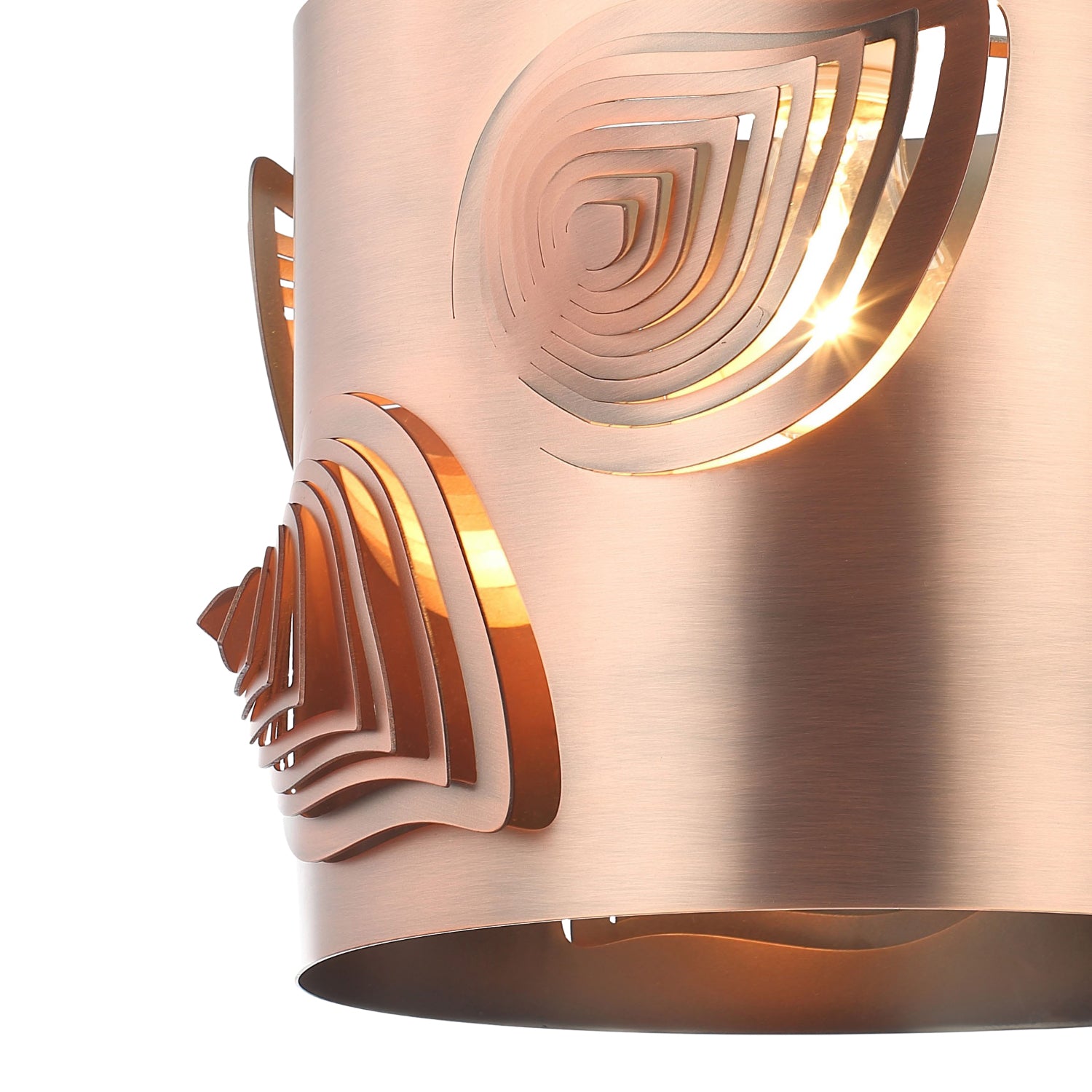 Antique Copper Metal Easy Fit Pendant Lamp Shade with Laser Cut Leaves Image 5