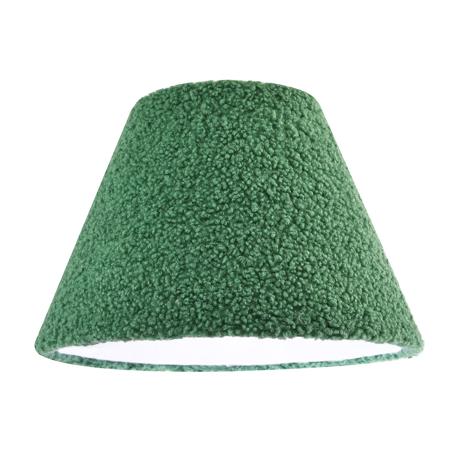 Emerald Green Textured Velvet Wool Fabric Lamp Shade with White Inner Image 1