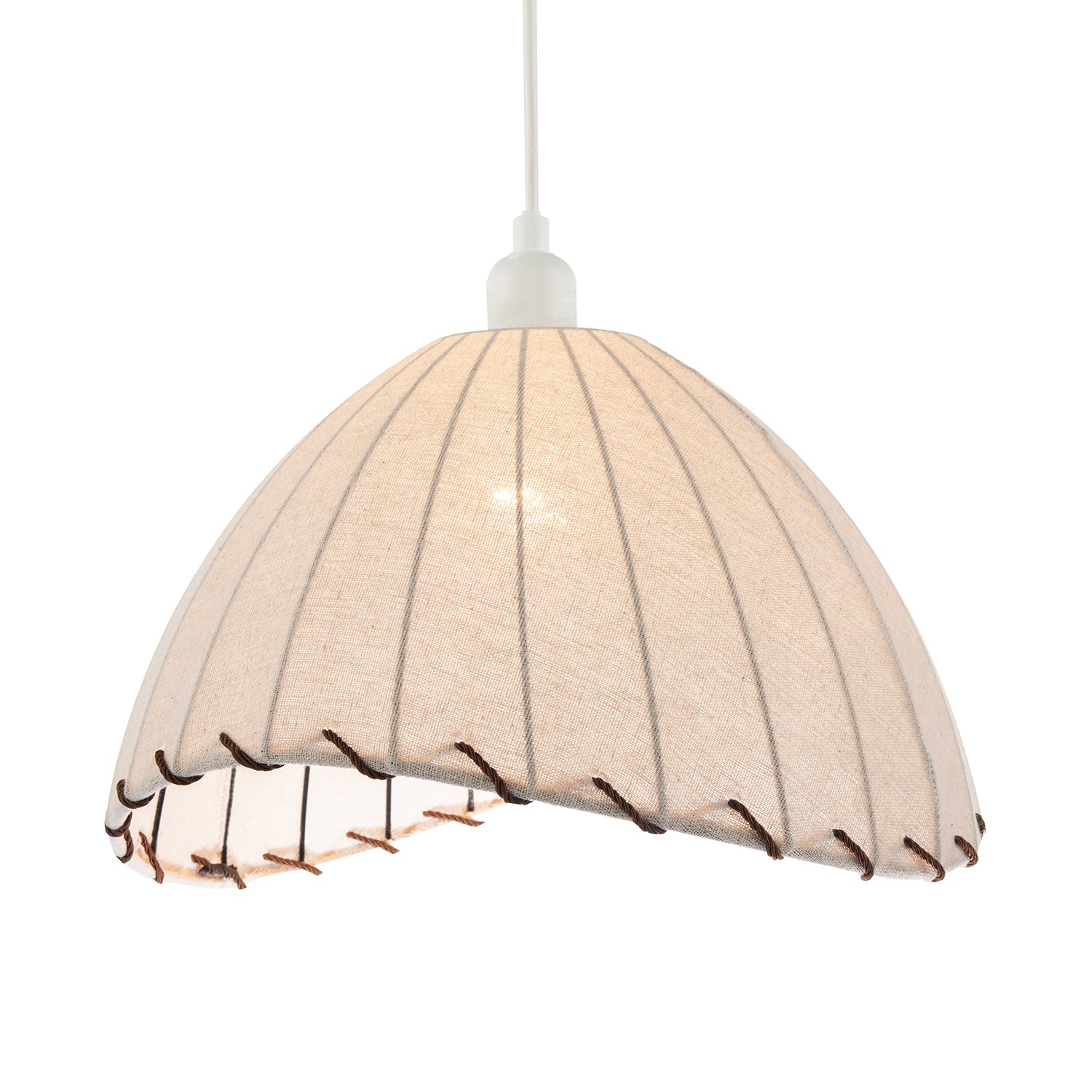 Natural Linen Oatmeal Beige Pendant Light Shade with Linking Rope Image 2