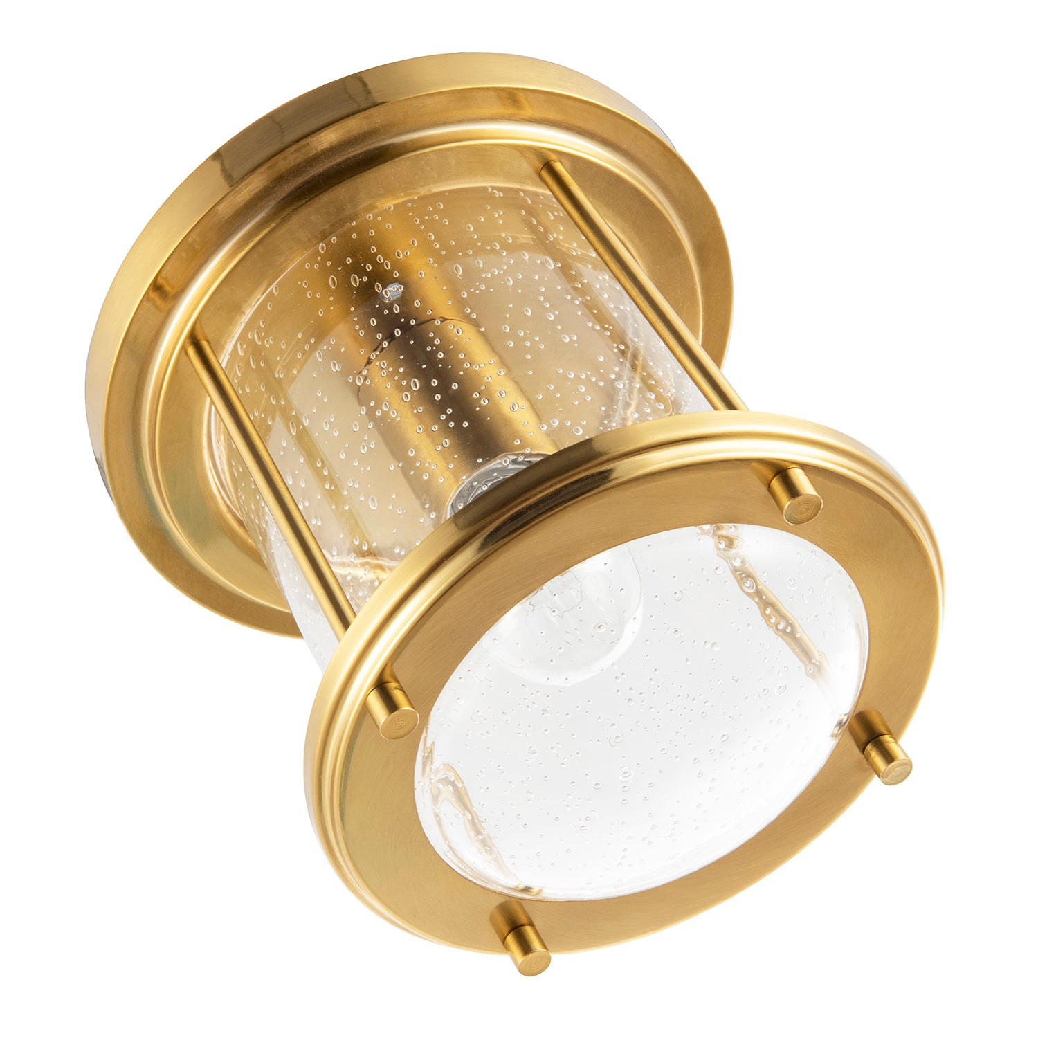 Vintage Industrial Ceiling Light in Satin Gold with Clear Bubble Glass Image 4