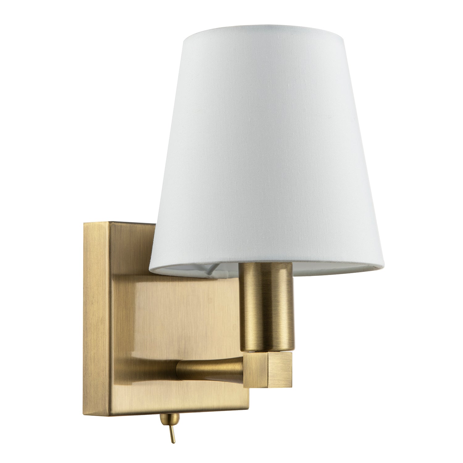 Sleek Bedside Wall Light in Antique Brass with Toggle Switch and Shade Image 1