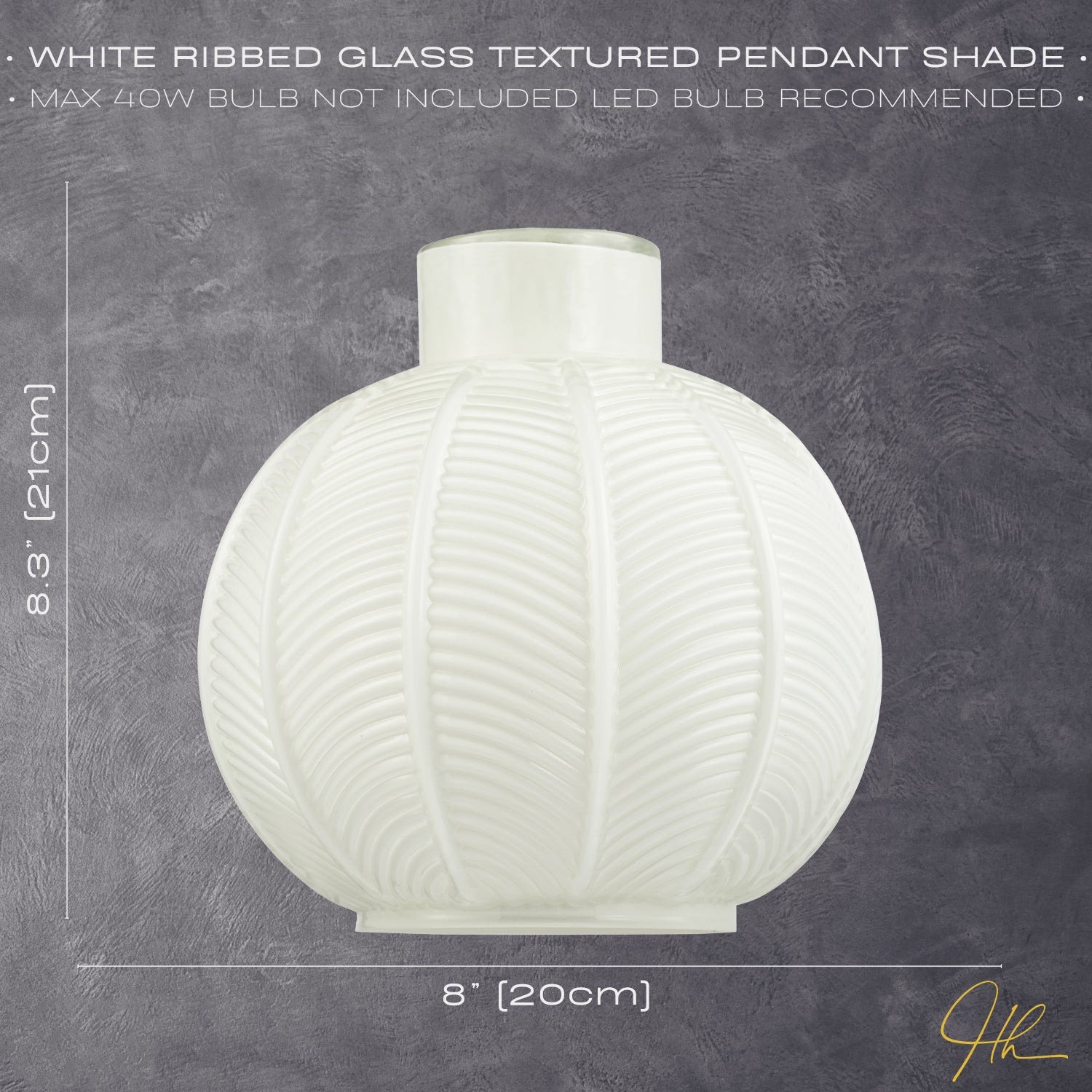 Designer Ribbed Leaf Themed Glossy Opal White Glass Pendant Lighting Shade Image 6