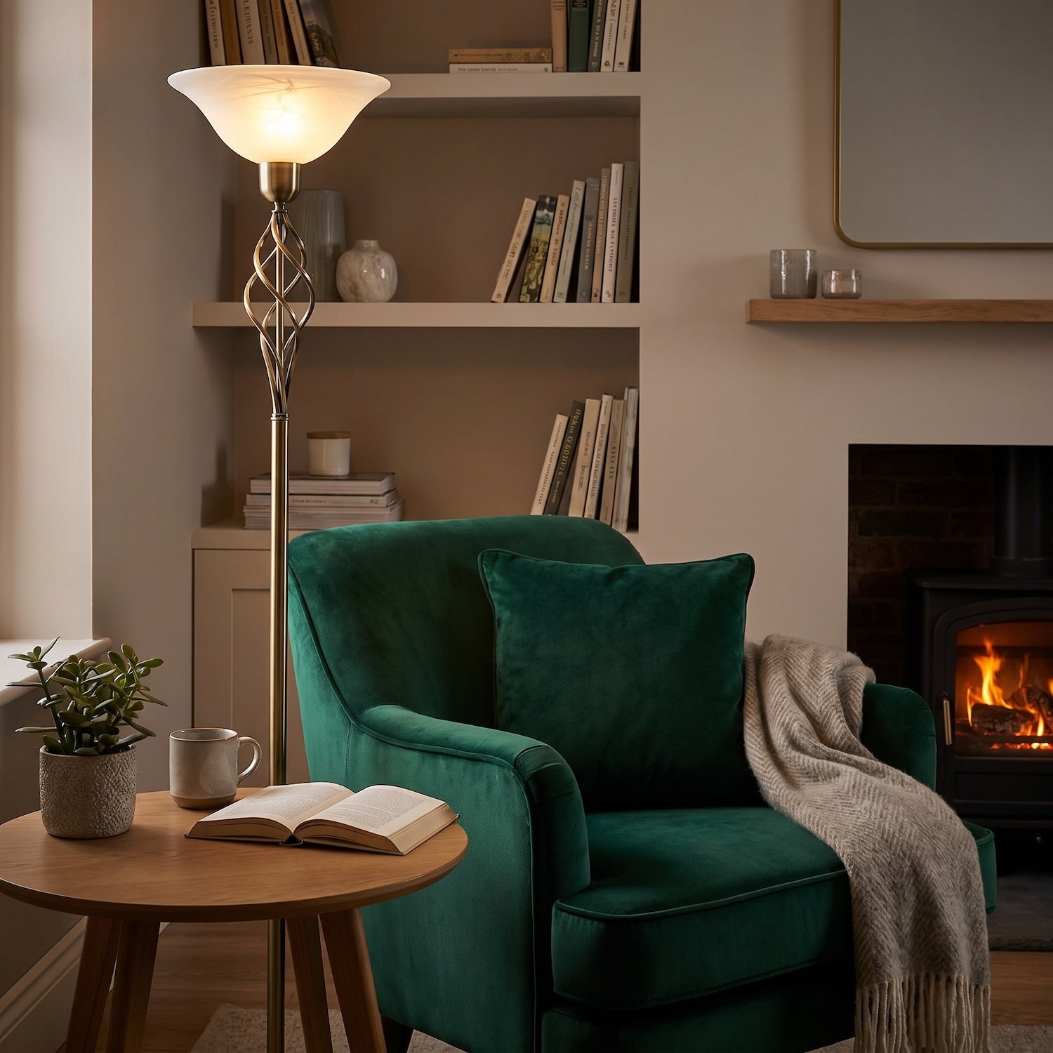 Classic Knot Twist Floor Lamp Uplighter in Antique Brass Image 6