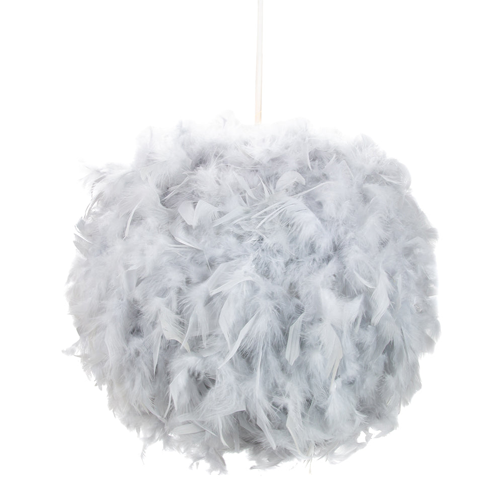 Eye-Catching and Modern Small Grey Feather Decorated Pendant Lighting Shade Image 1