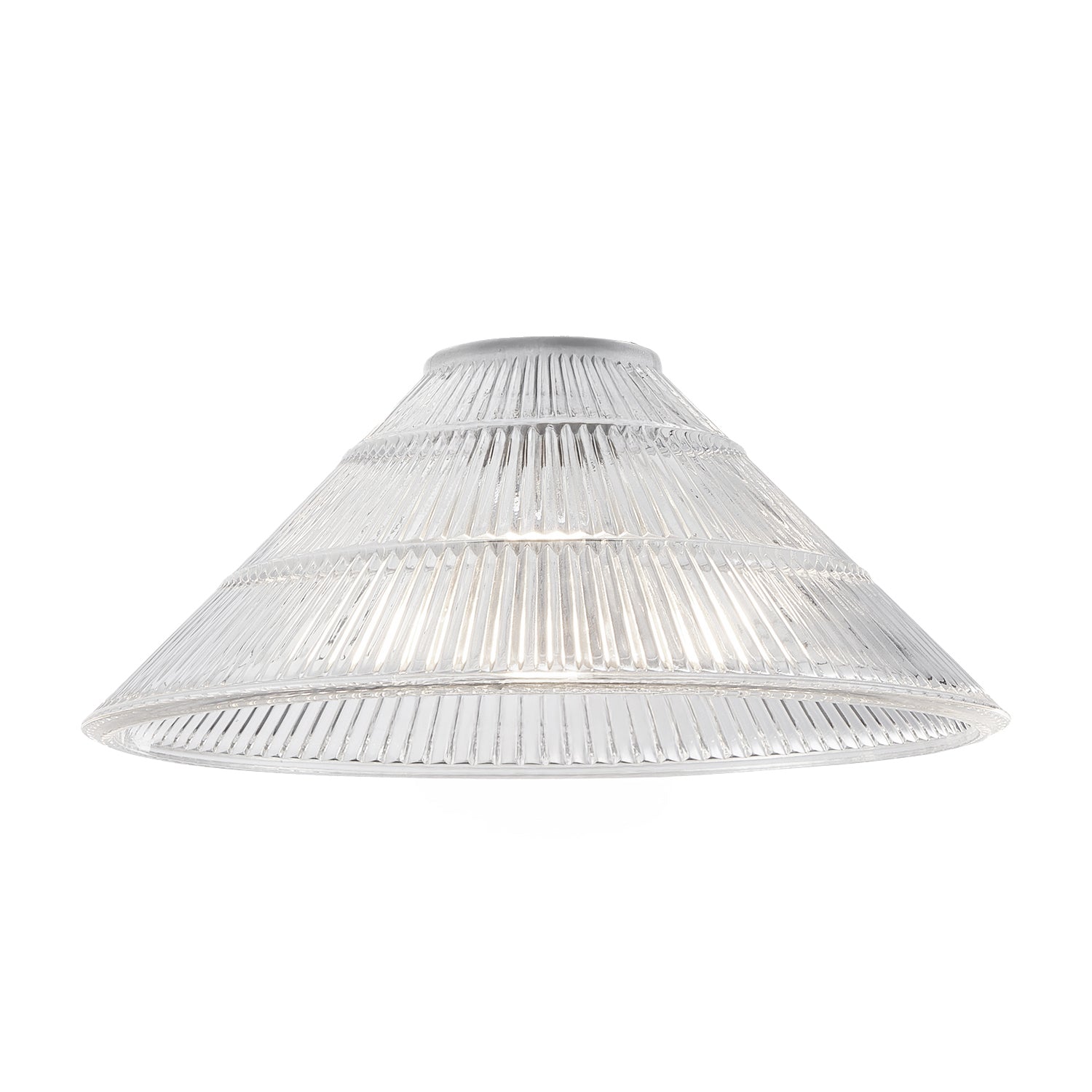 Modern Designer Transparent Ridged Glass Easy Fit Pendant Shade in Cone Shape Image 2