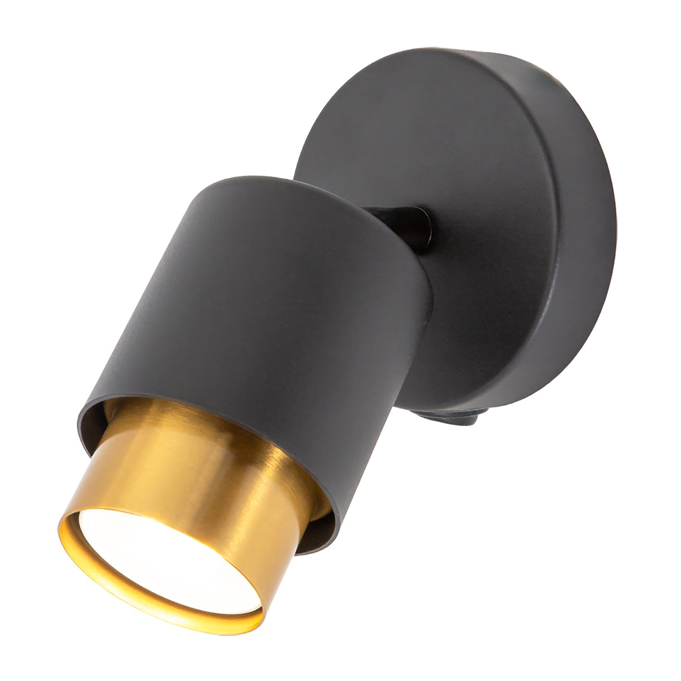 Modern Matte Black Spot Wall Light Fitting with Inner Gold Metal Image 5