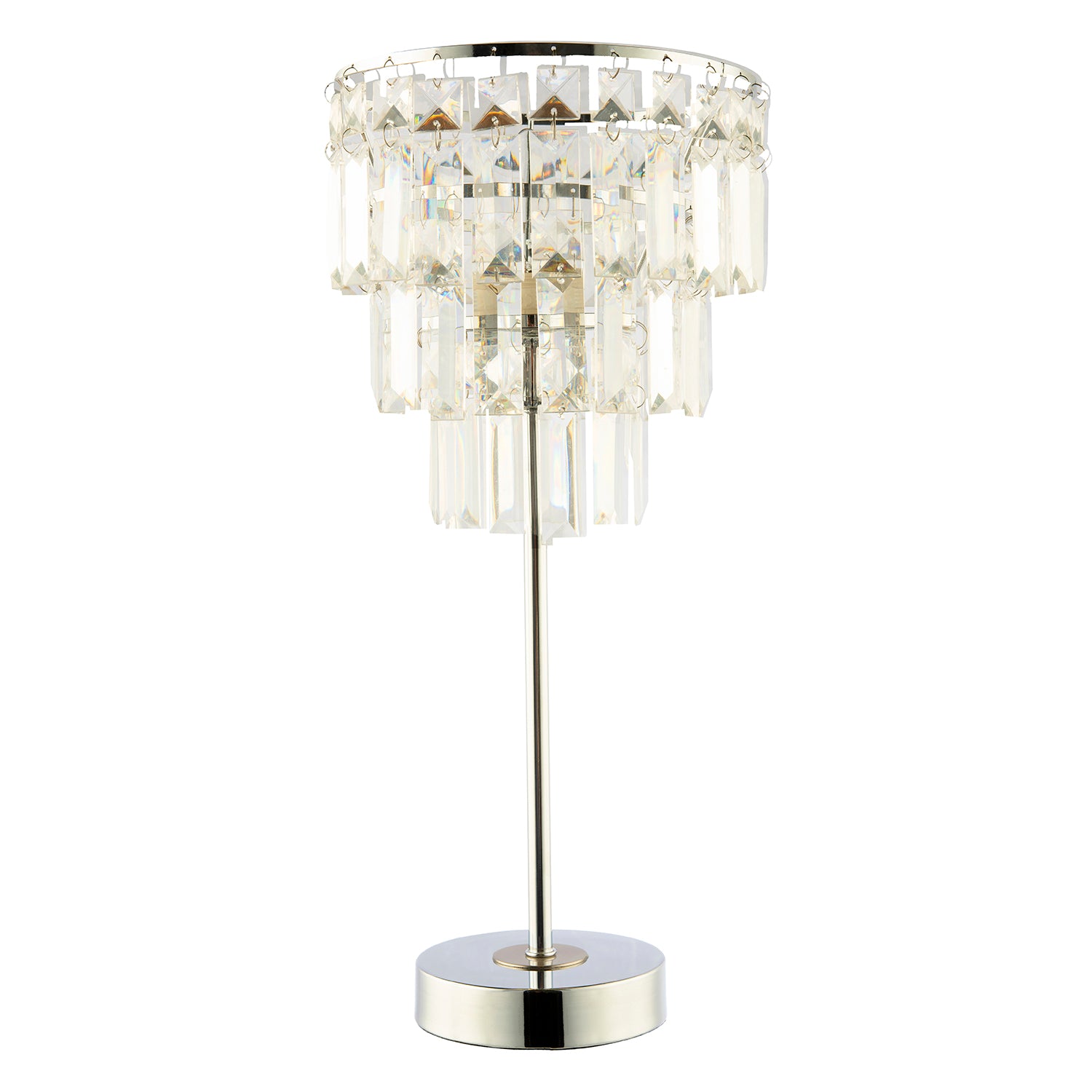 Modern Chrome Table Lamp with Clear Acrylic Decor Three Tier Waterfall Design Image 1
