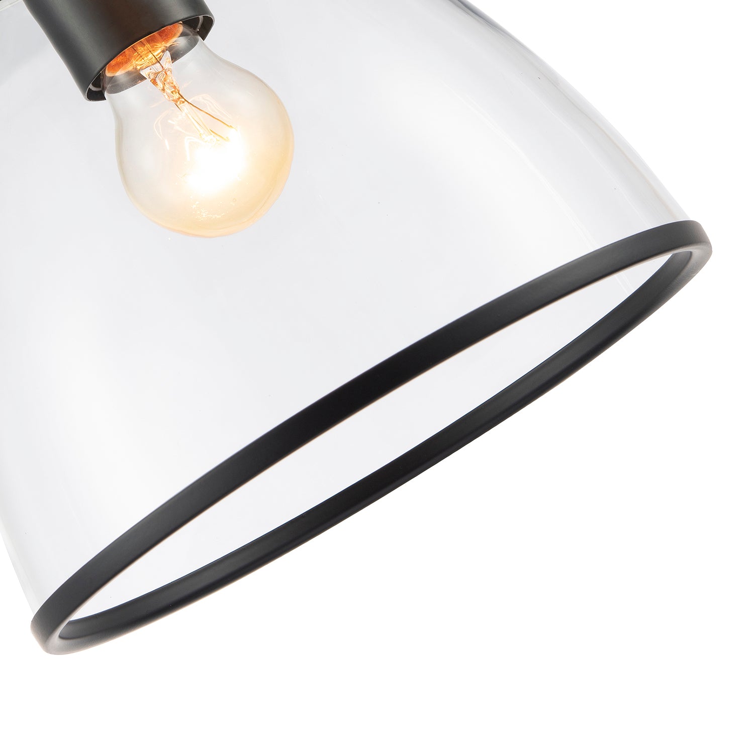 Industrial Style Matte Black Ceiling Lamp Fitting with Transparent Glass Shade Image 4
