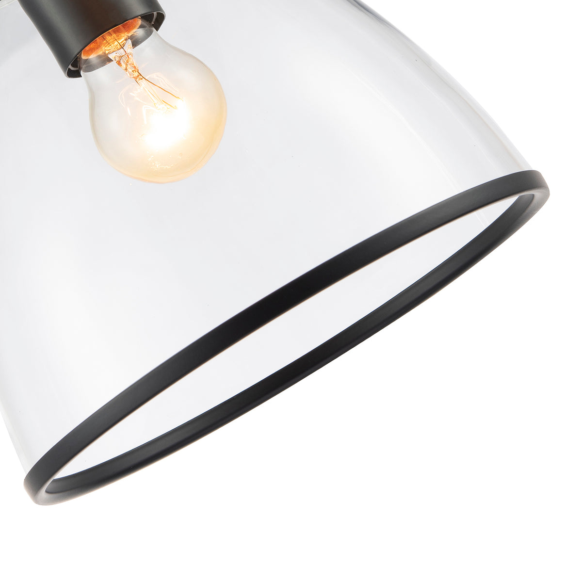 Industrial Style Matte Black Ceiling Lamp Fitting with Transparent Glass Shade Image 4