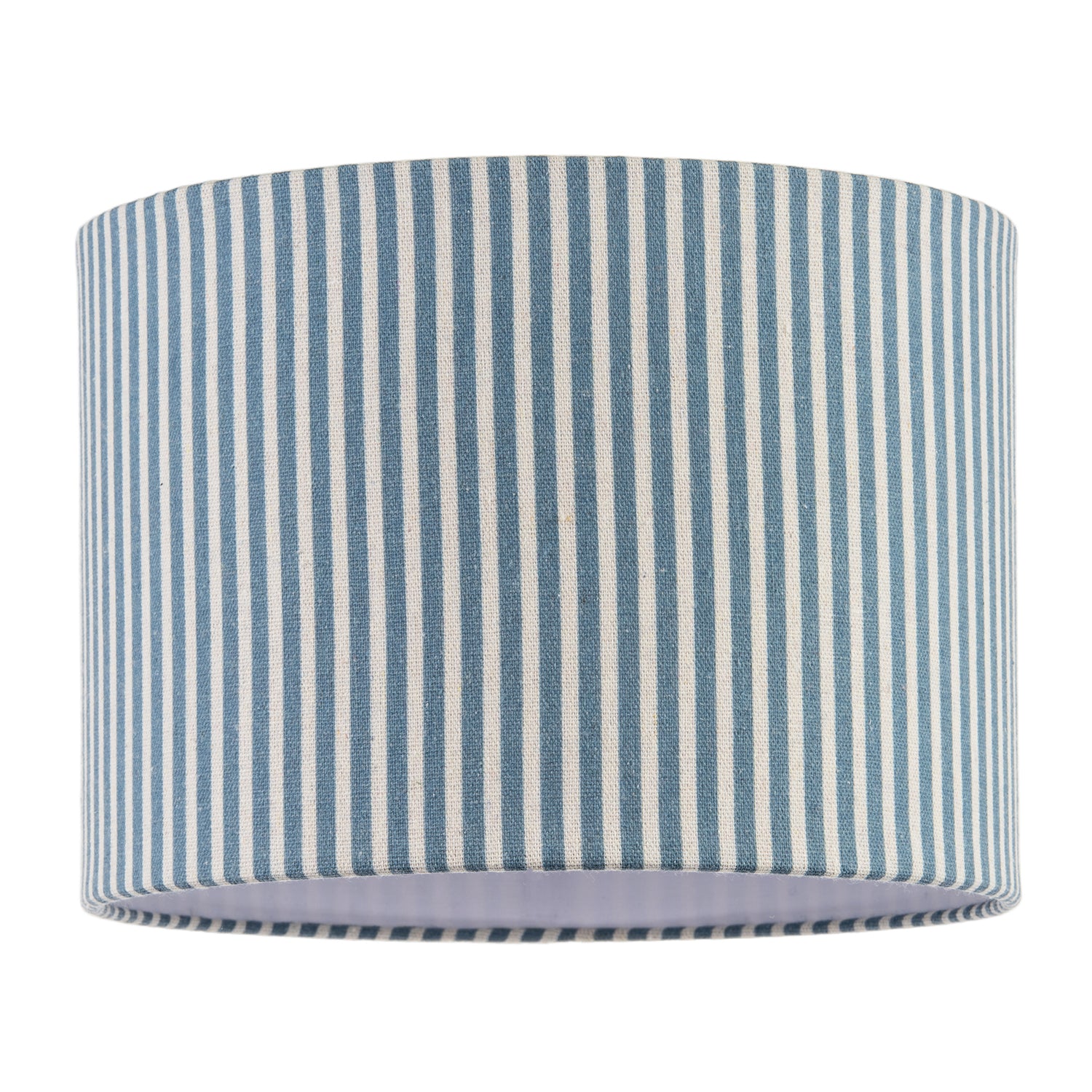 Dusty Blue Thin Striped Linen Fabric Lamp Shade with Inner Lining Image 1