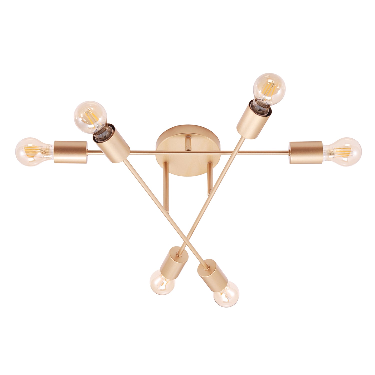 Industrial Designer Styled Satin Gold Ceiling Light with Straight Metal Arms Image 2