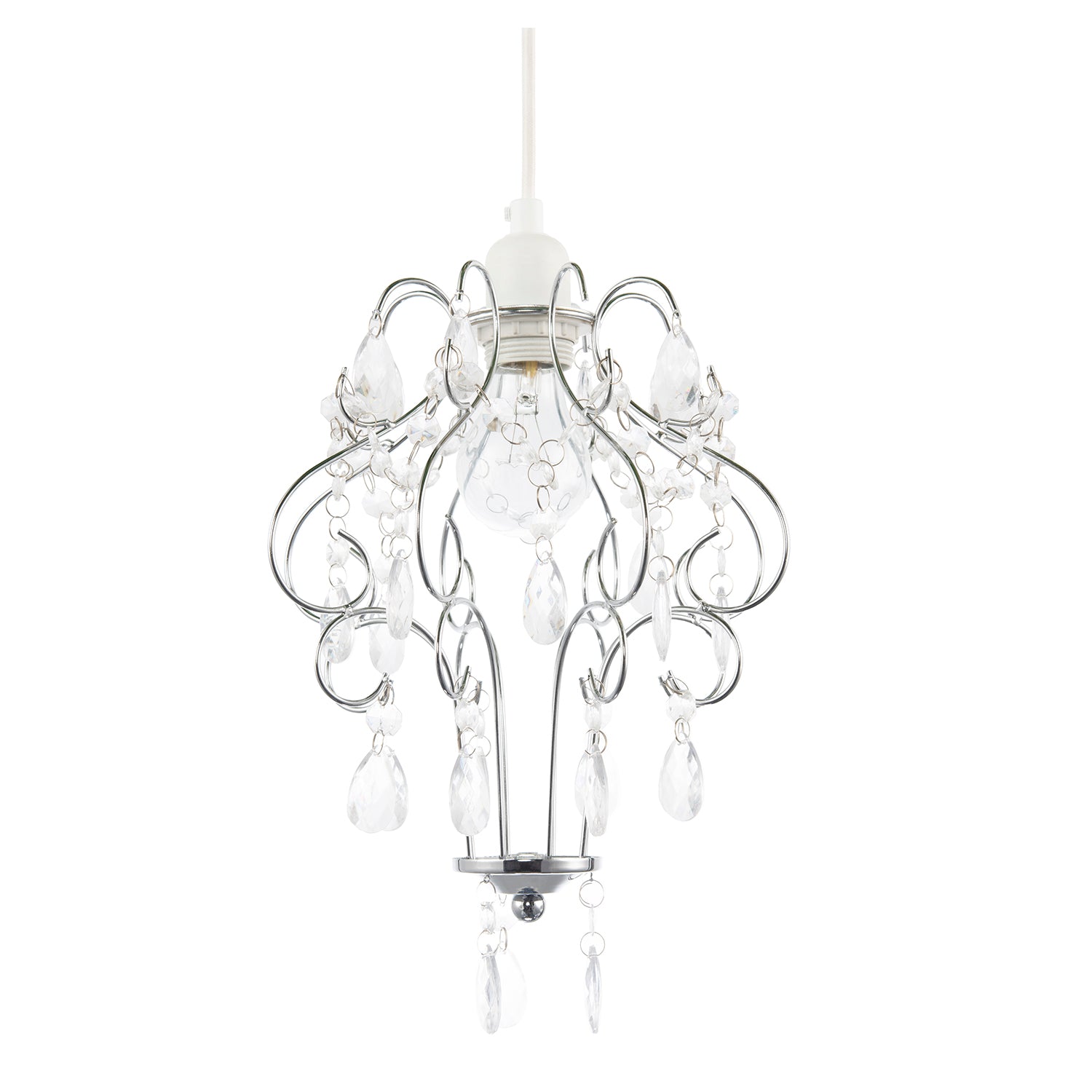 Polished Chrome Shabby Chic Chandelier Style Pendant Shade with Acrylic Image 1