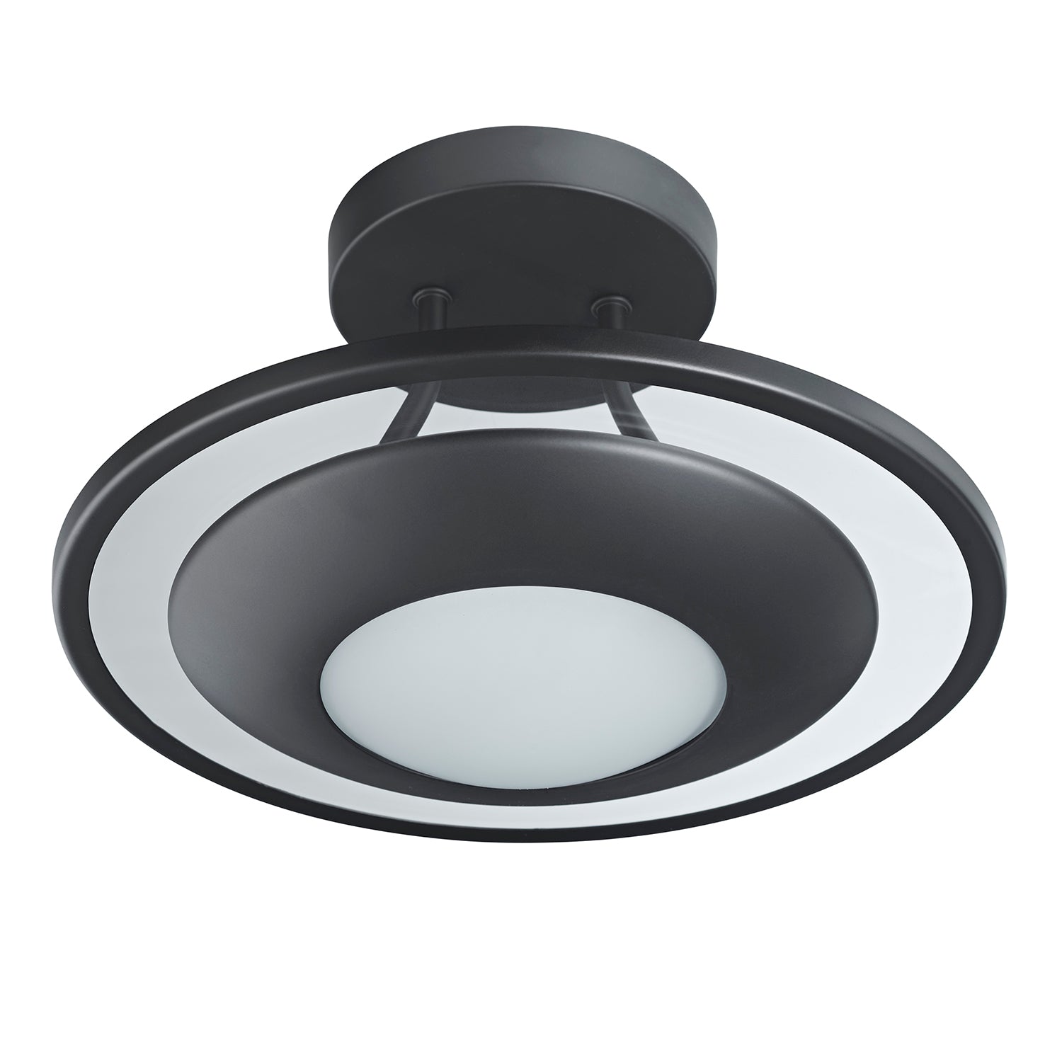 Modern Designer Semi Flush LED Ceiling Light Fitting in Matte Black Image 1