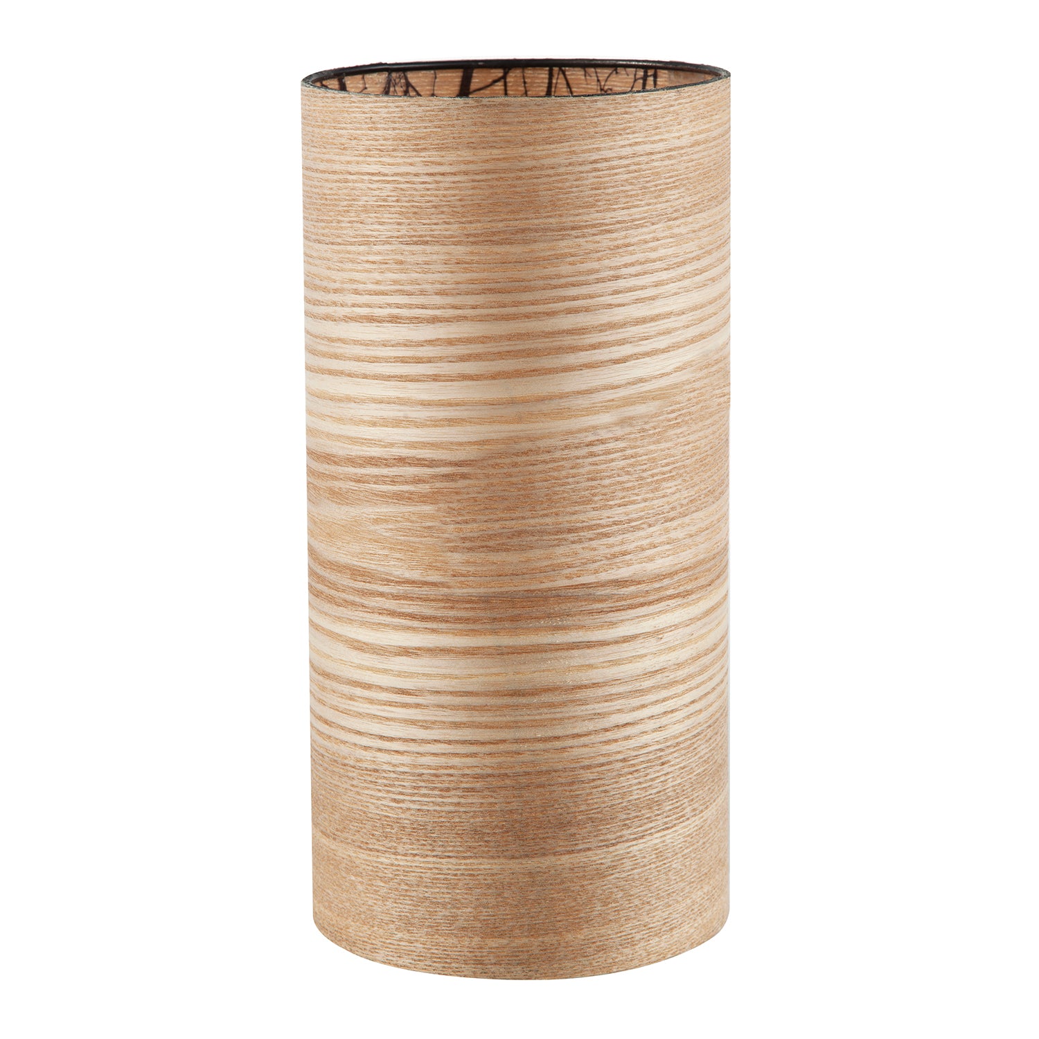 Bamboo Wood Effect Table Lamp with Black Woodland Trees Inner Lining Image 2