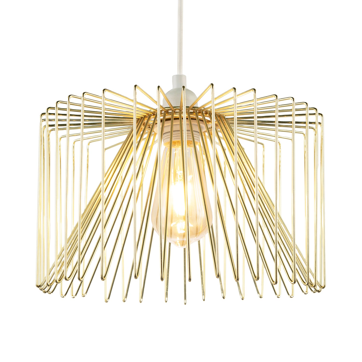 Modern Circular Wire Polished Gold Metal Pendant Ceiling Light Shade Image 1