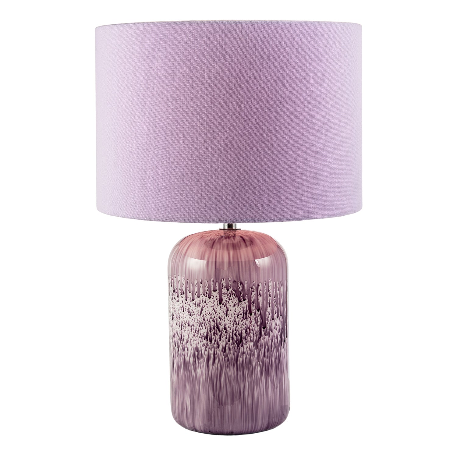 Modern Lavender Lilac Marble Drip Snowflake Glass Lamp with Shade Image 2