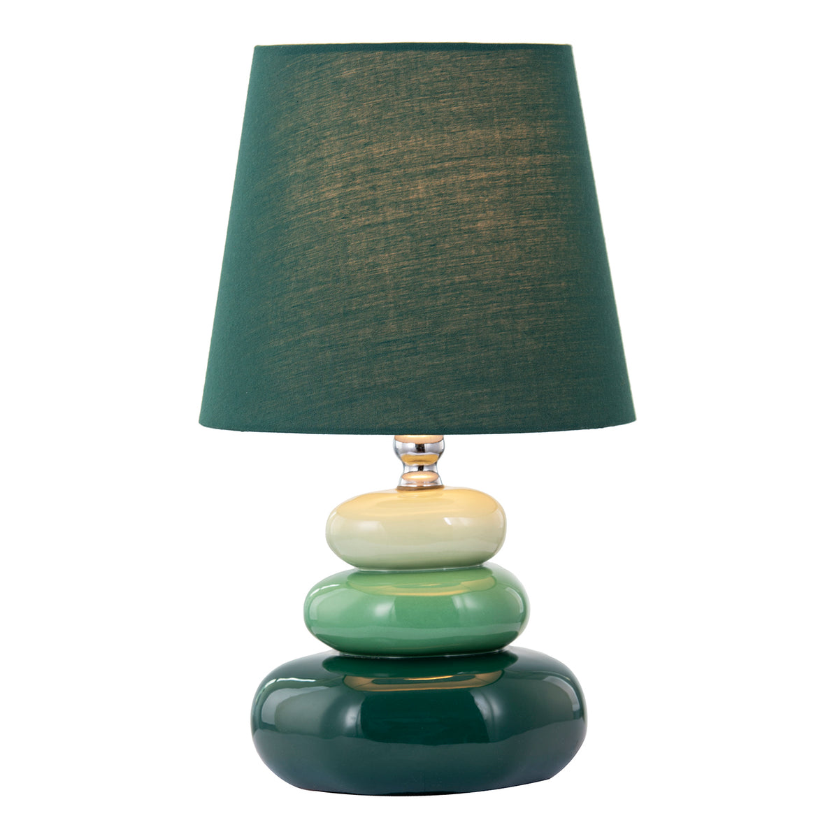 Ceramic Pebble Table Lamp with Olive Forest and Pale Green Colours Image 4