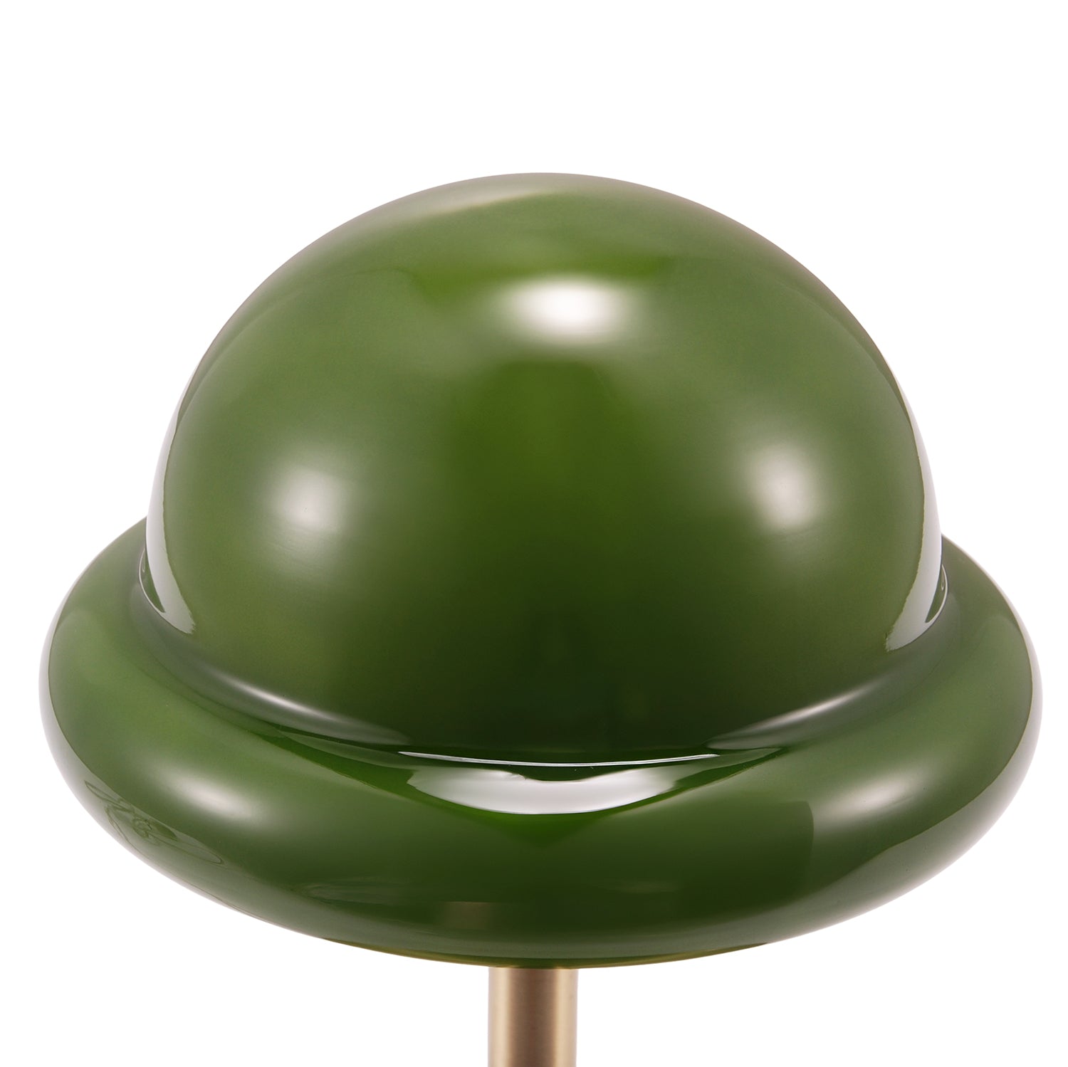 Traditional Antique Brass Bankers Desk Lamp with Green Mushroom Glass Shade Image 3