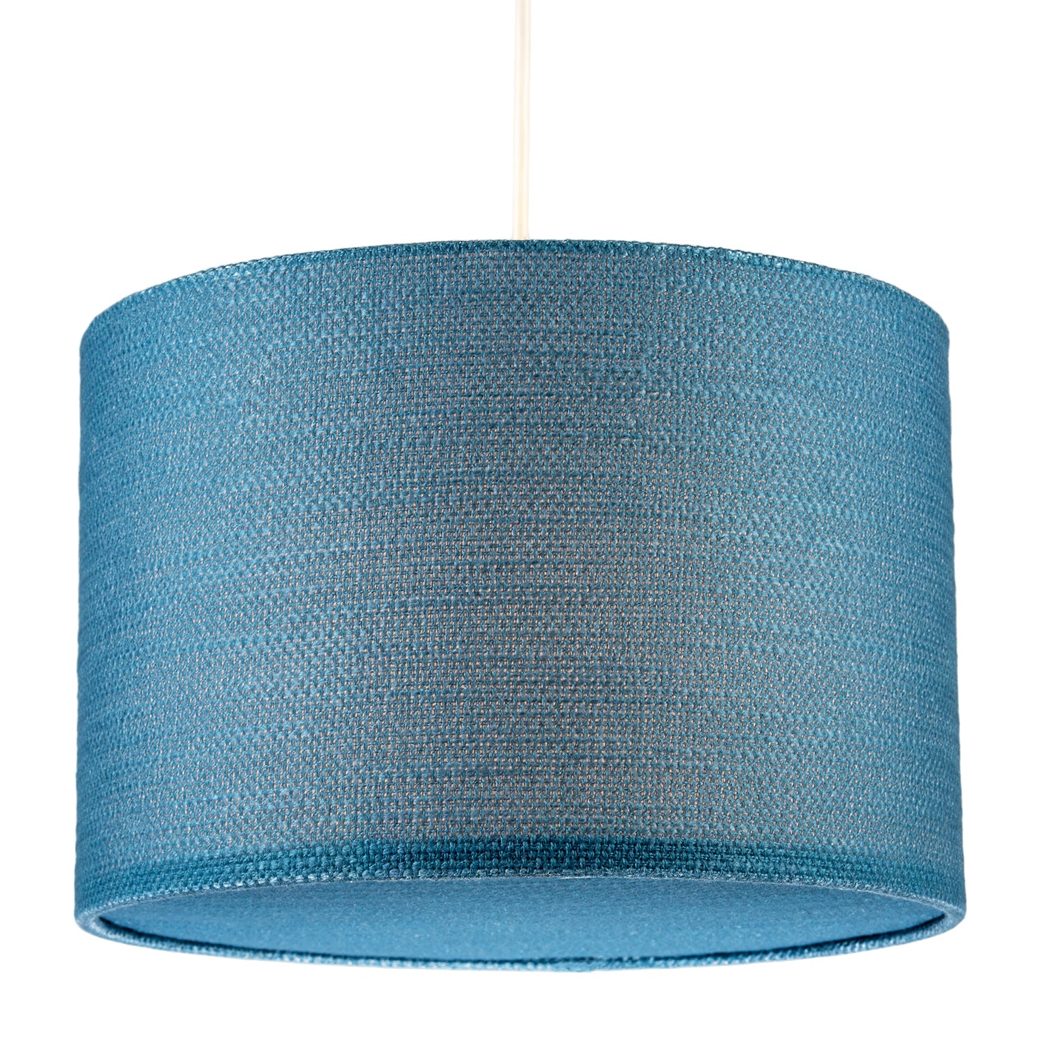 Biscay Bay Teal Textured Linen Pendant Lighting Shade with Diffuser Image 2