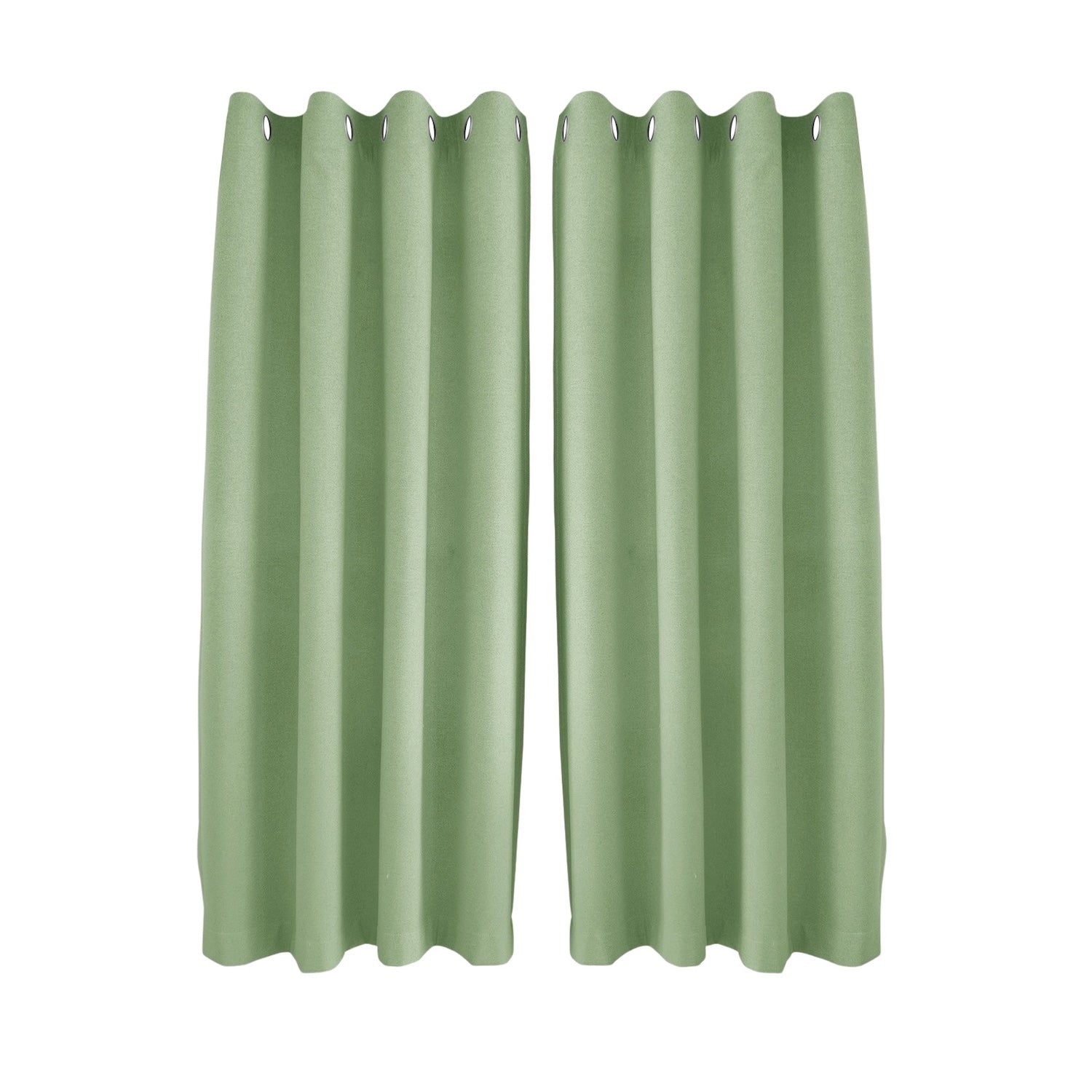 Olive Linen Style Blackout Eyelet Curtains - 46x63 Inch Drop - 2 Panel Image 1