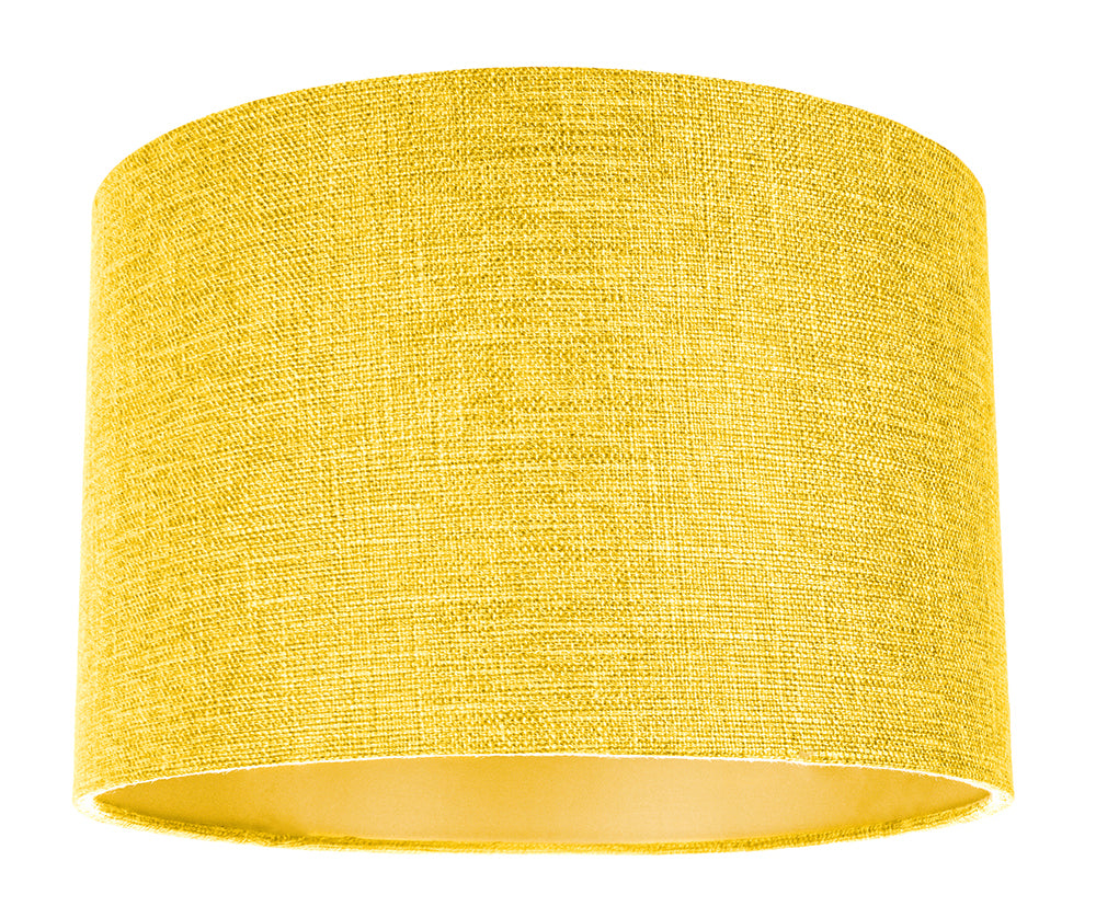 Contemporary and Sleek Yellow Plain Linen Fabric Drum Lamp Shade 60w M