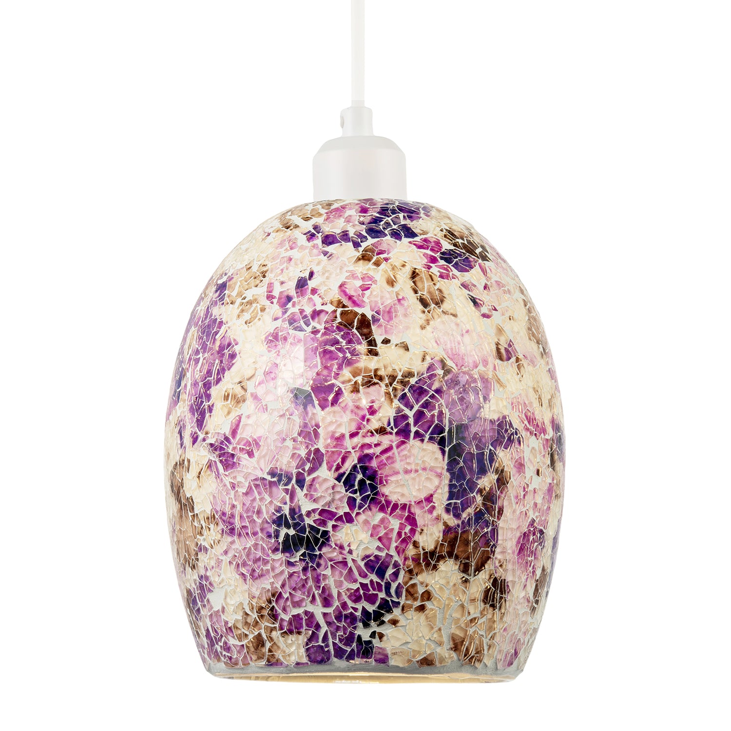 Floral Inspired Crackle Mosaic Glass Rounded Oval Pendant Light Shade Image 2
