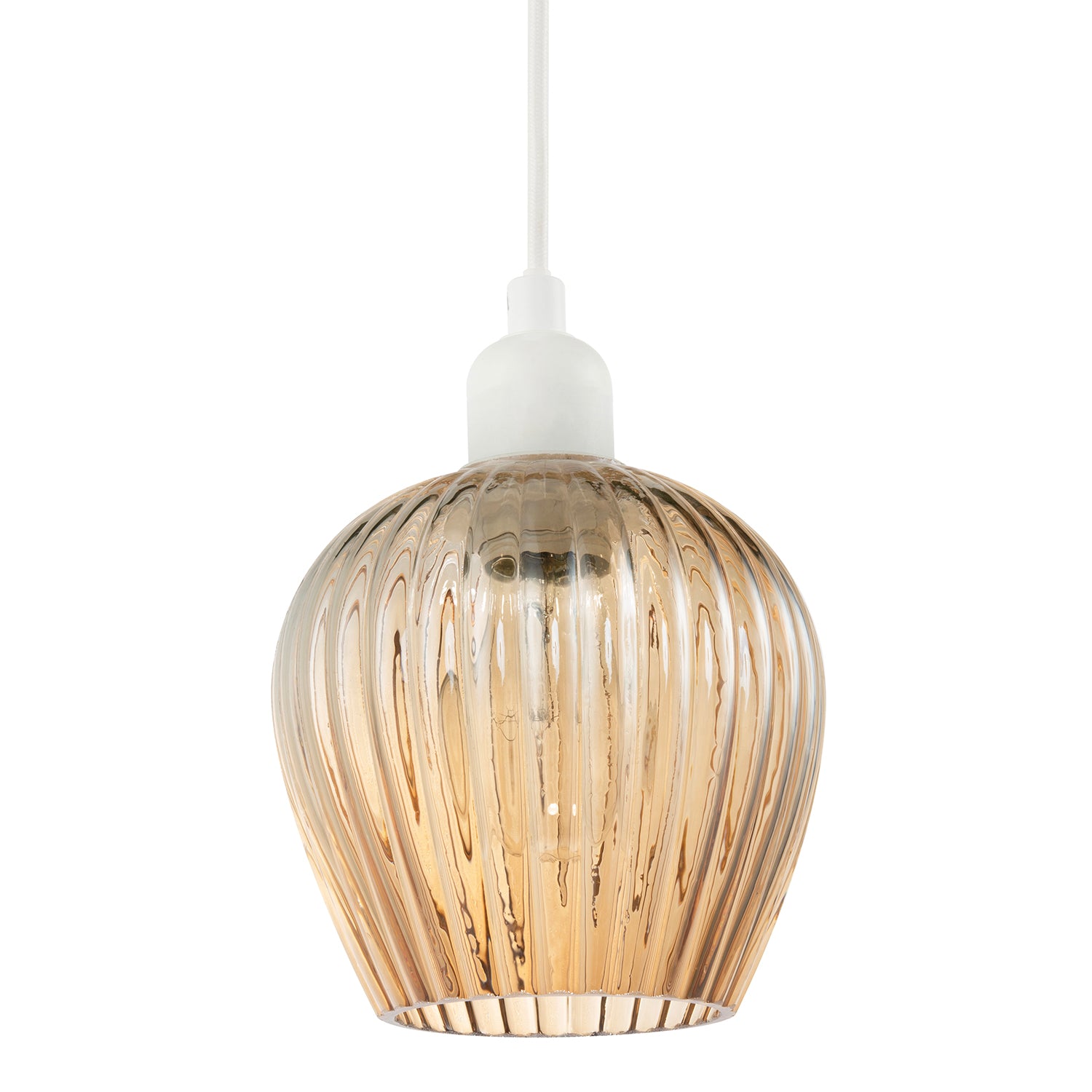 Modern Gold Easy Fit Pendant Lighting Shade with Ridged Fluted Lines Image 2