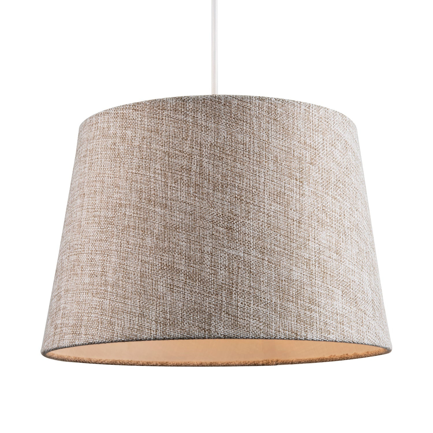Traditional Natural Textured Linen Drum Lamp Shade in Taupe Brown Image 2