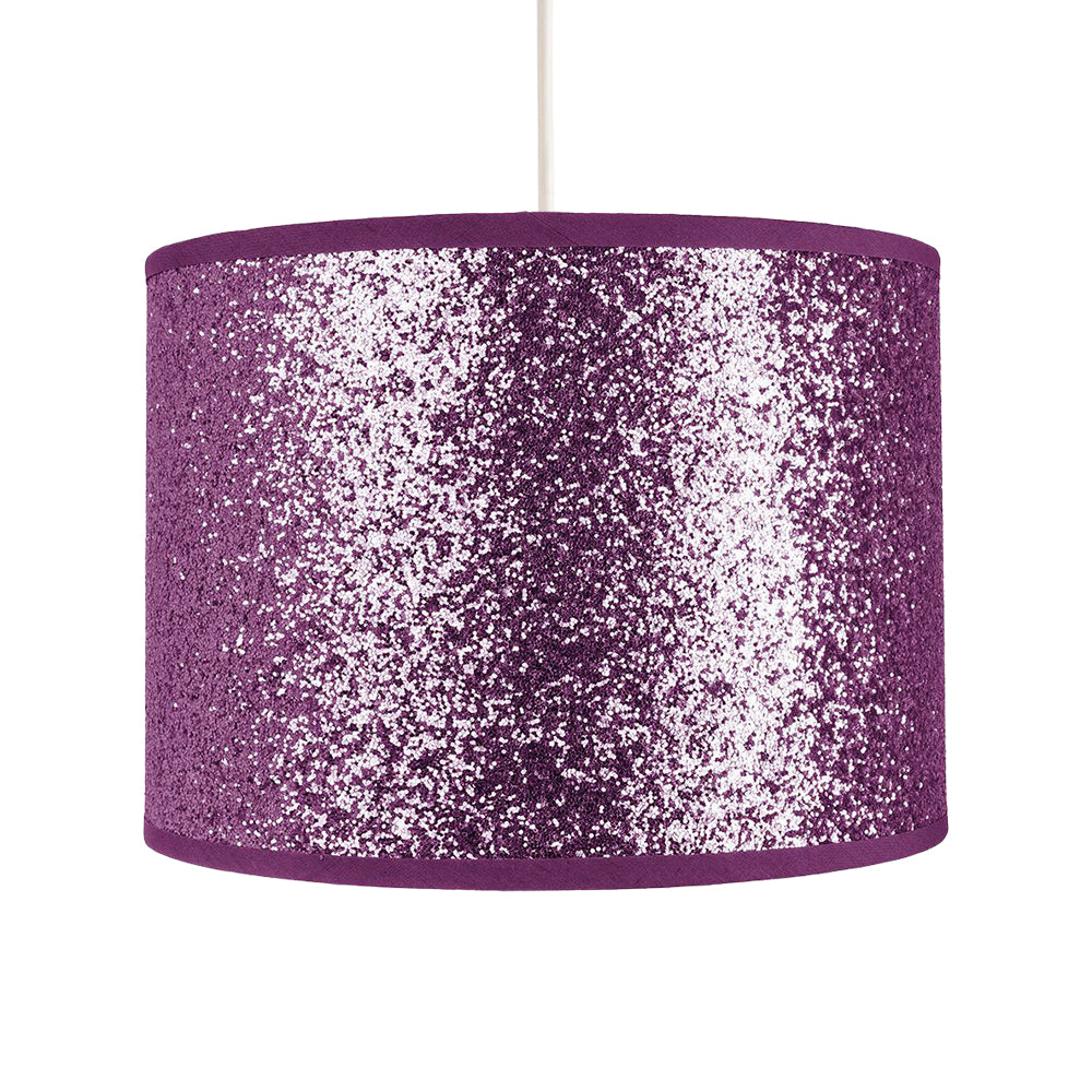 Modern and Designer Bright Purple Glitter Fabric Pendant/Lamp Shade 25cm Wide Image 2