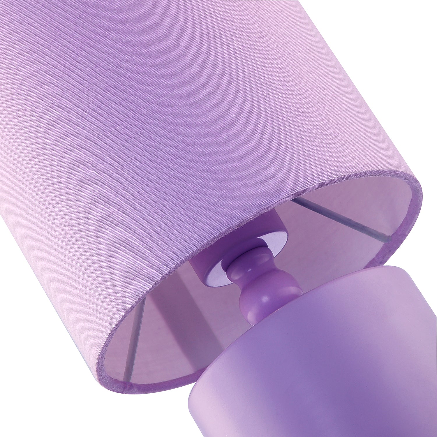 Modern Soft Lilac Glossy Table Lamp with Cotton Fabric Drum Shade Image 5