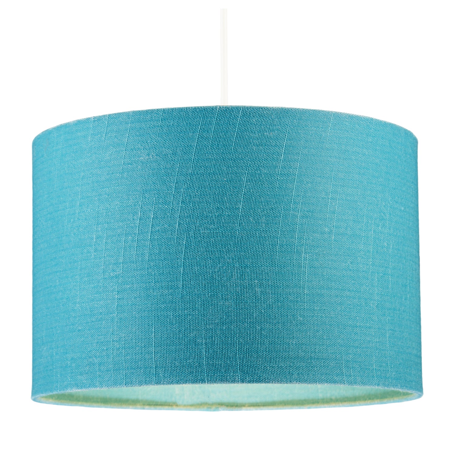 Designer Coastal Waters Teal Textured Linen Fabric Circular Lamp Shade Image 2