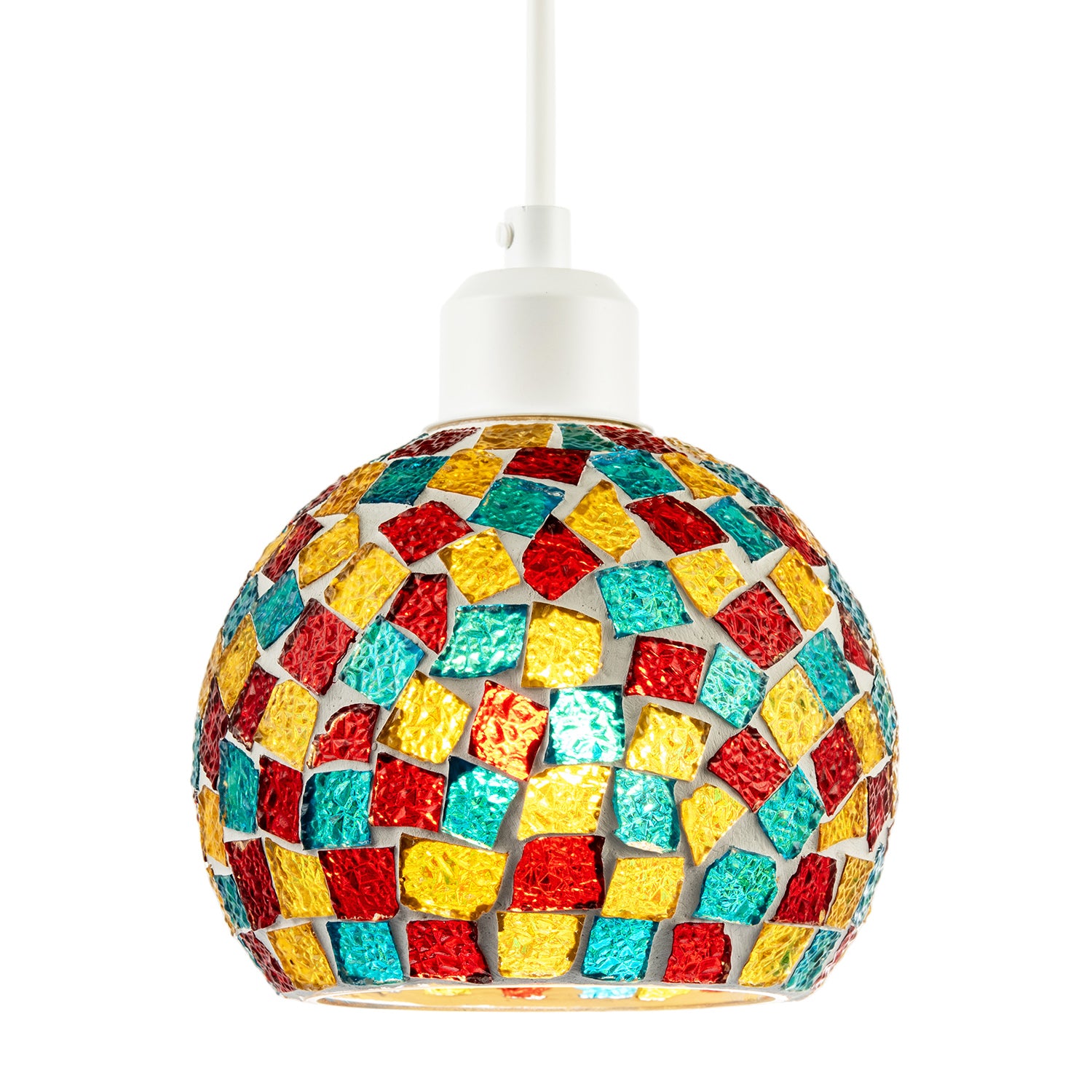 Multi-Colour Geometric Mosaic Dome Pendant Ceiling Lighting Shade Image 2
