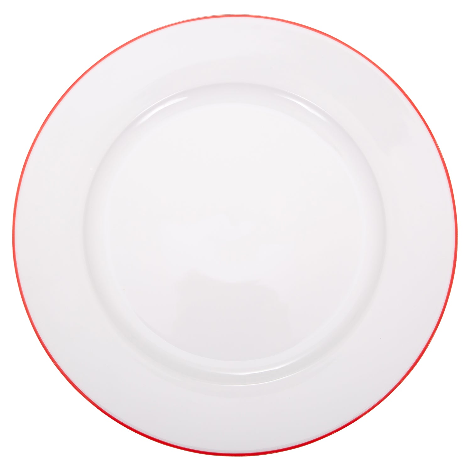 Set of 4 Durable White Ceramic Dinner Plates with Elegant Red Rim Image 2