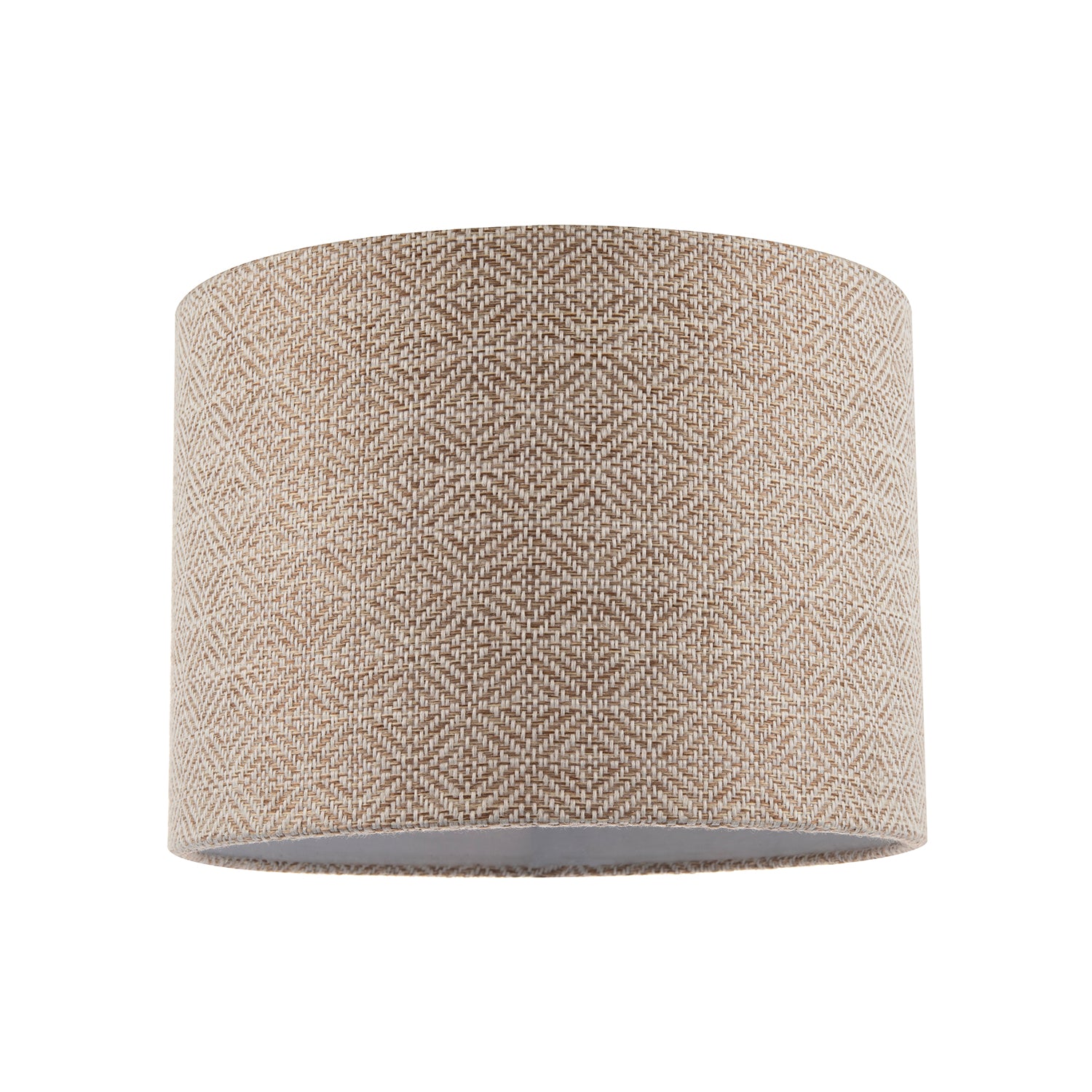 Unique Aztec Designed Drum Lamp Shade in Dark Taupe and White Linen Image 1