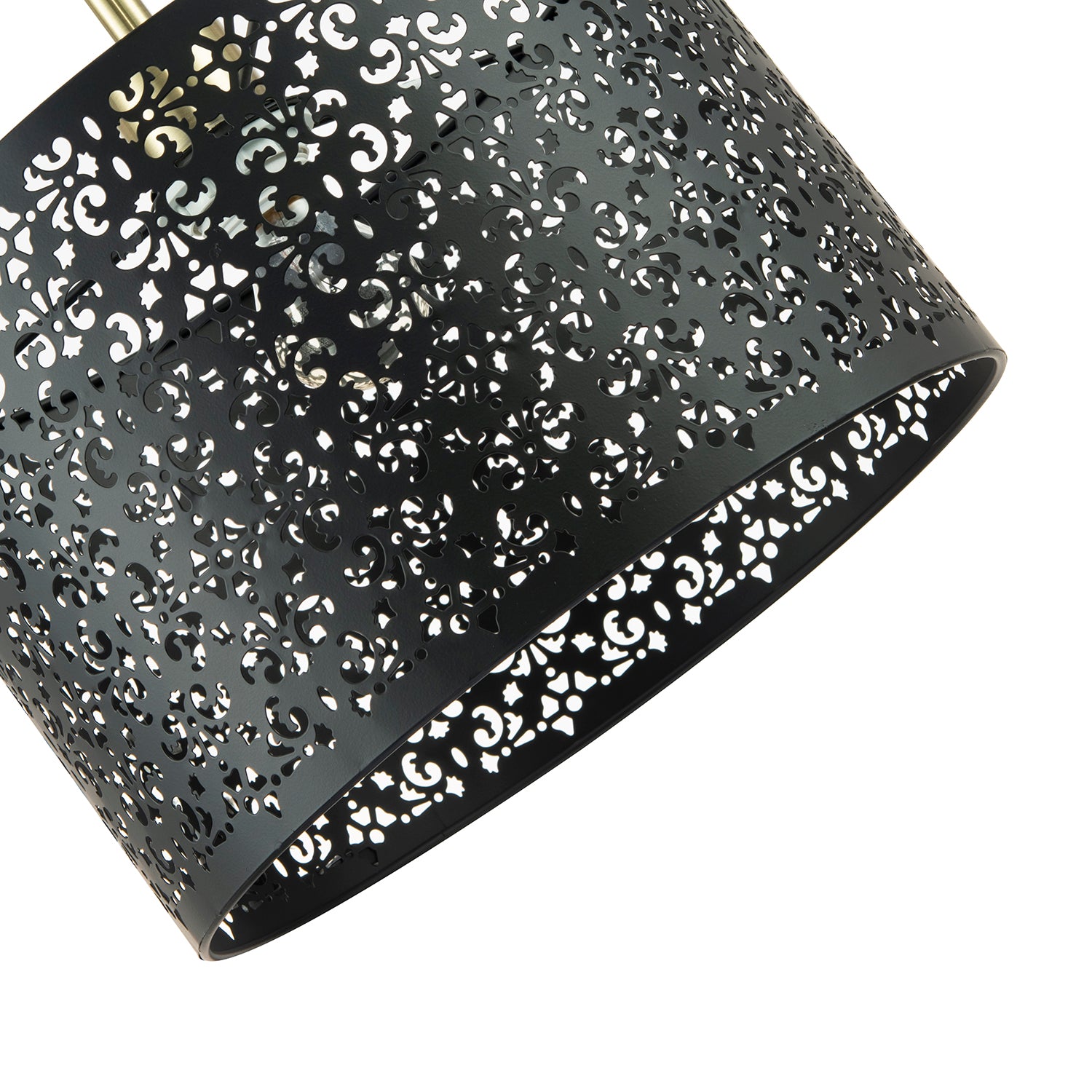 Marrakech Designed Matte Black Metal Pendant Light Shade with Floral Decoration Image 5