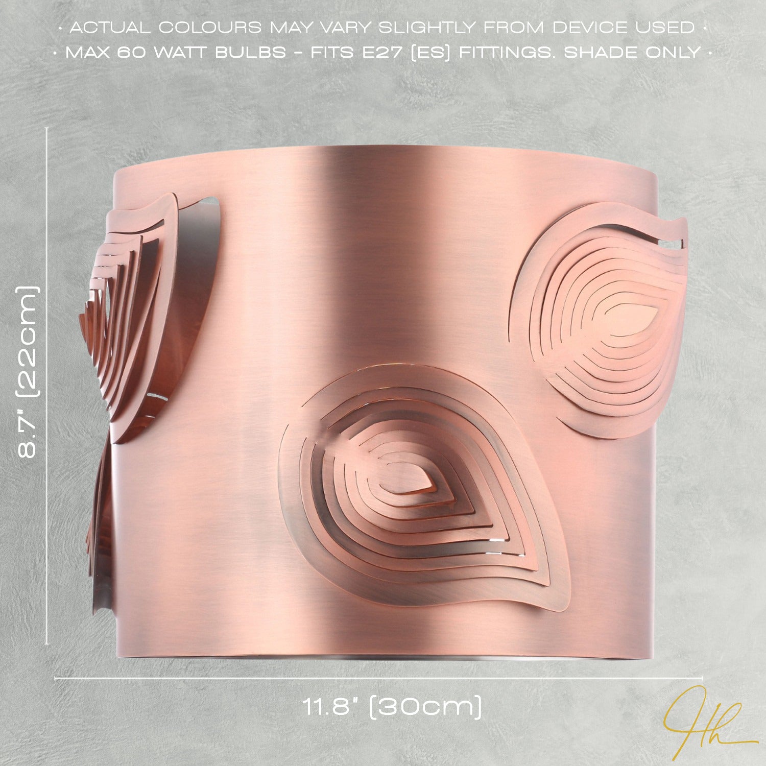 Antique Copper Metal Easy Fit Pendant Lamp Shade with Laser Cut Leaves Image 7