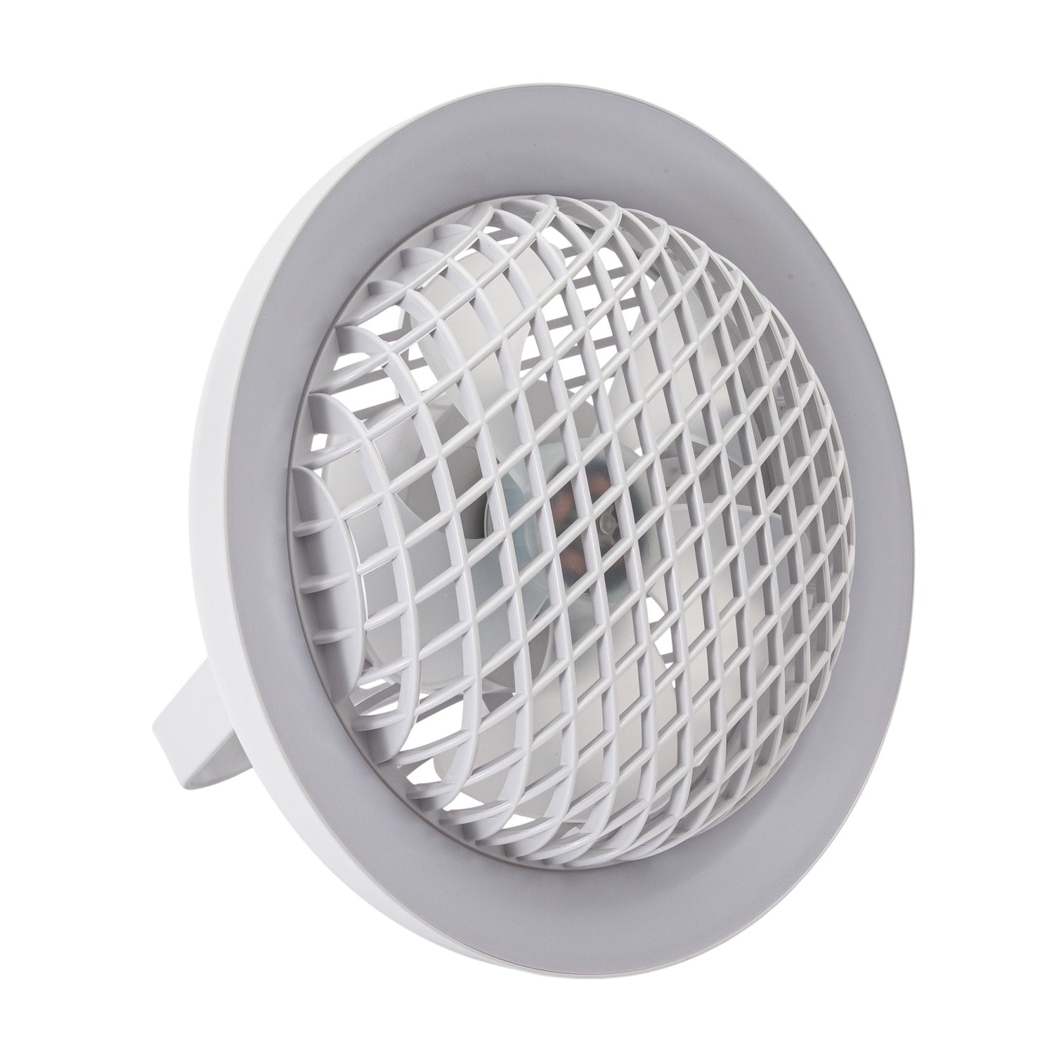 White Rechargeable 3 Speed Desk Fan with LED Dimmable Ring Light Image 2
