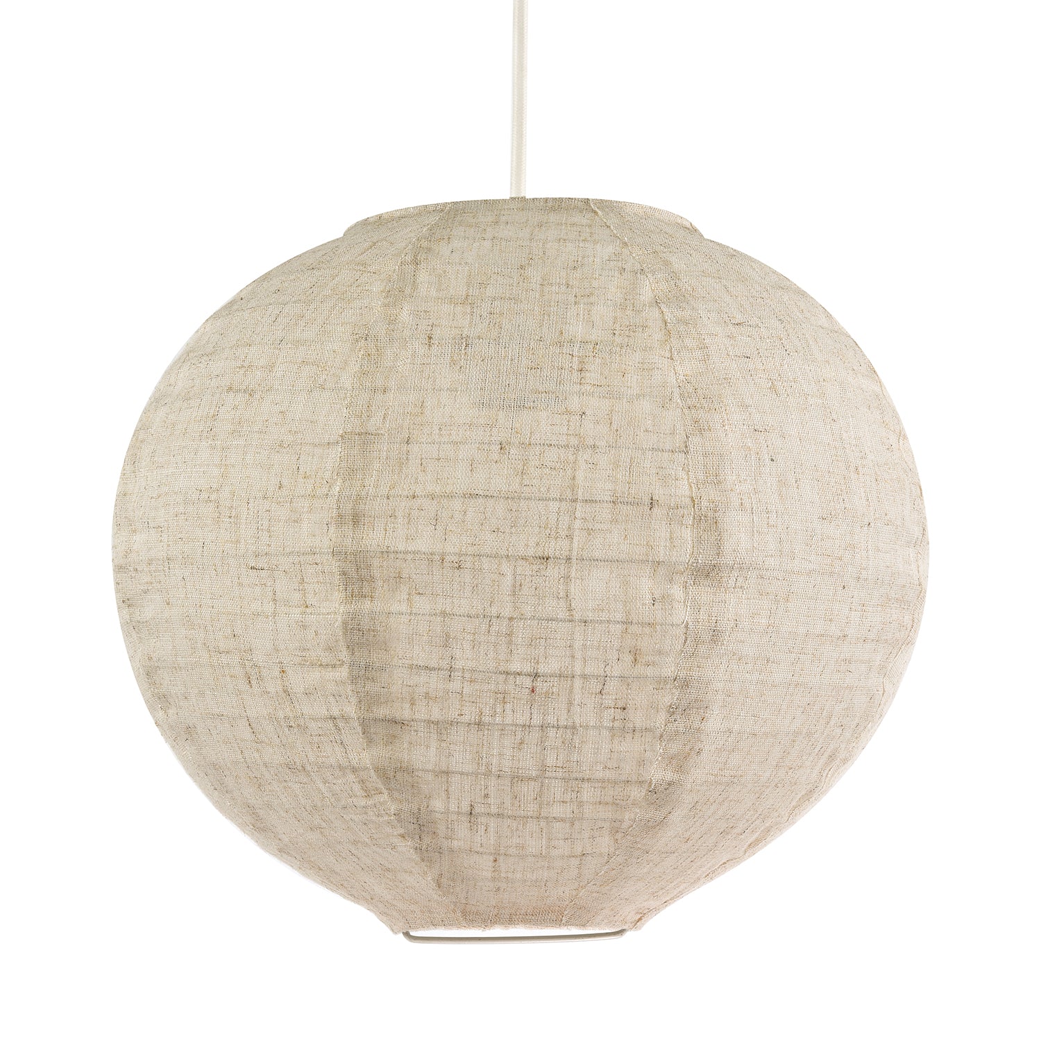 Modern Natural Linen Fabric Oatmeal Spherical Pendant Lighting Shade Image 1