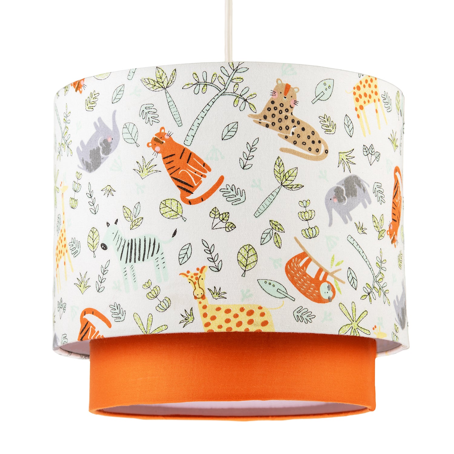 Safari Animals Childrens Pendant Light Shade with Double Tier Design Image 2