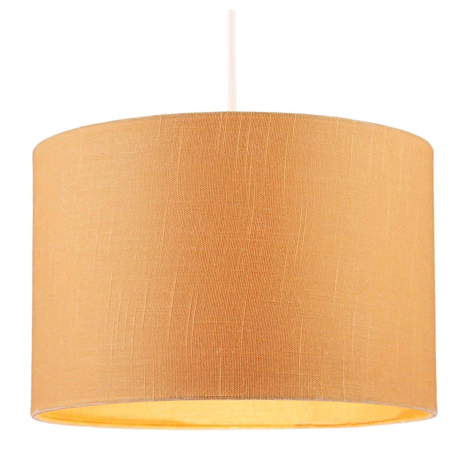 Designer Soft Apricot Cream Textured Linen Fabric Circular Lamp Shade Image 2