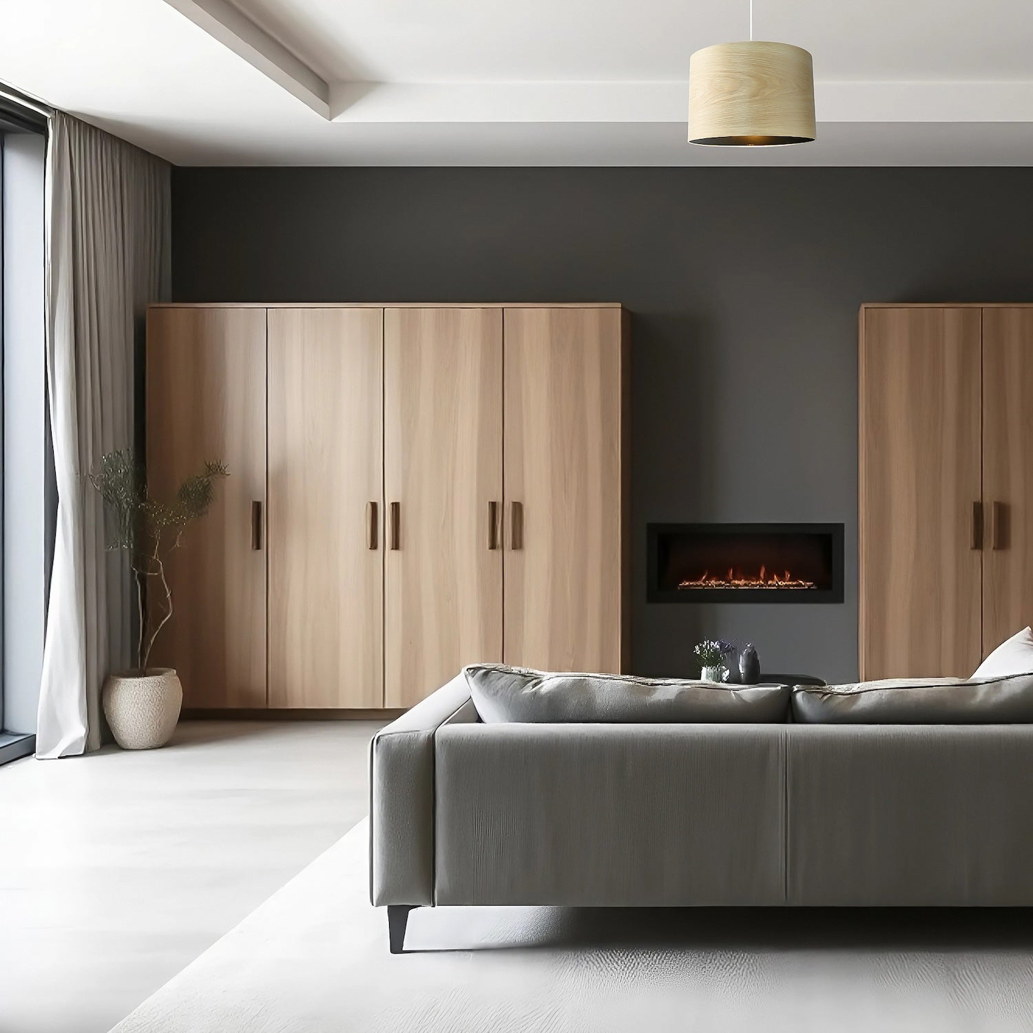 Designer Bamboo Wood Effect Round Lamp Shade with Inner Black Lining Image 7