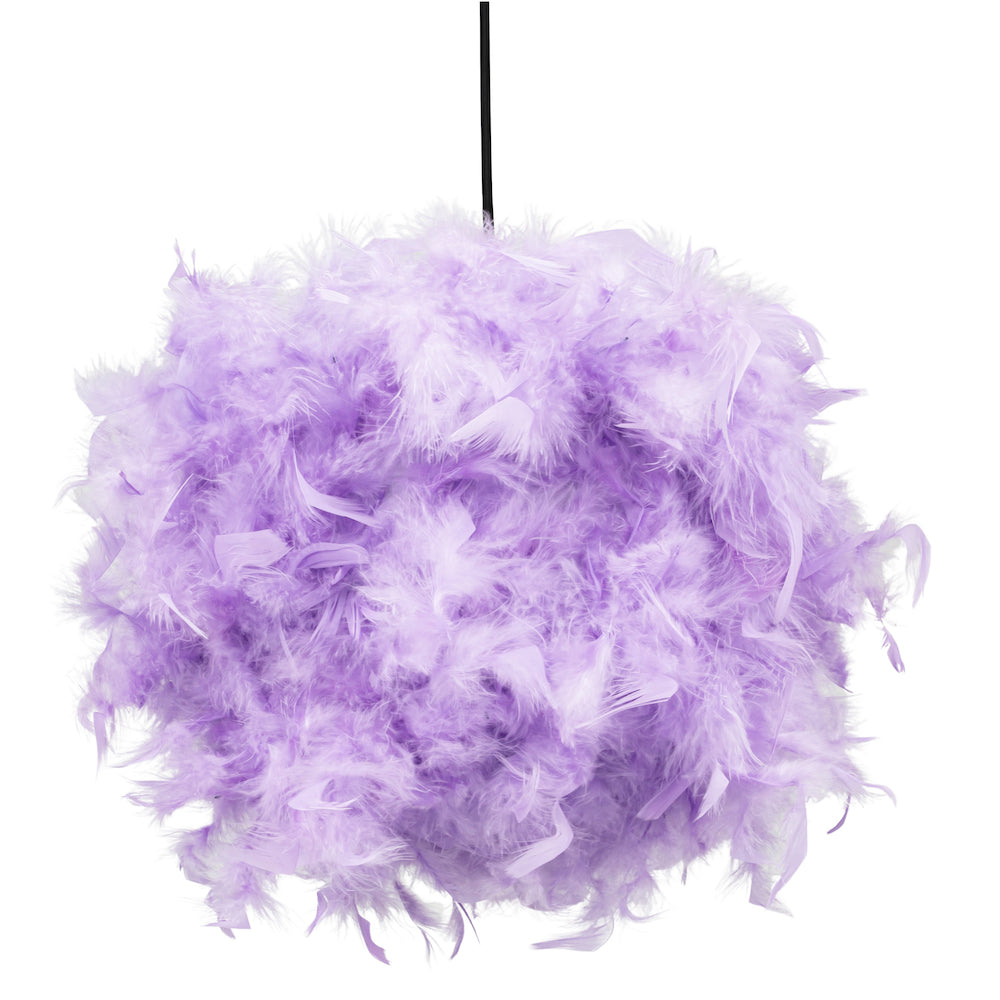 Eye-Catching and Modern Small Lilac Feather Decorated Pendant Lighting Shade Image 1